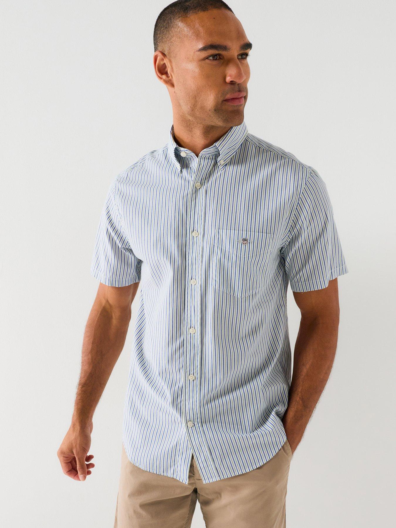 GANT Regular Fit Poplin Striped Short Sleeve Shirt