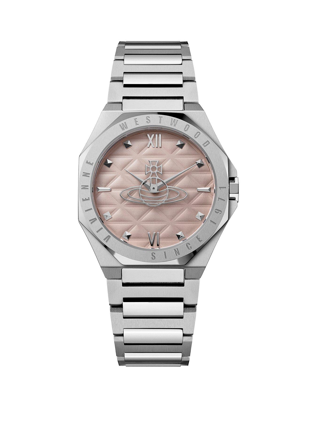 Vivienne Westwood The Aldgate Ladies Quartz Watch Pink Dial , Silver Stainless Steel Case and Bracelet