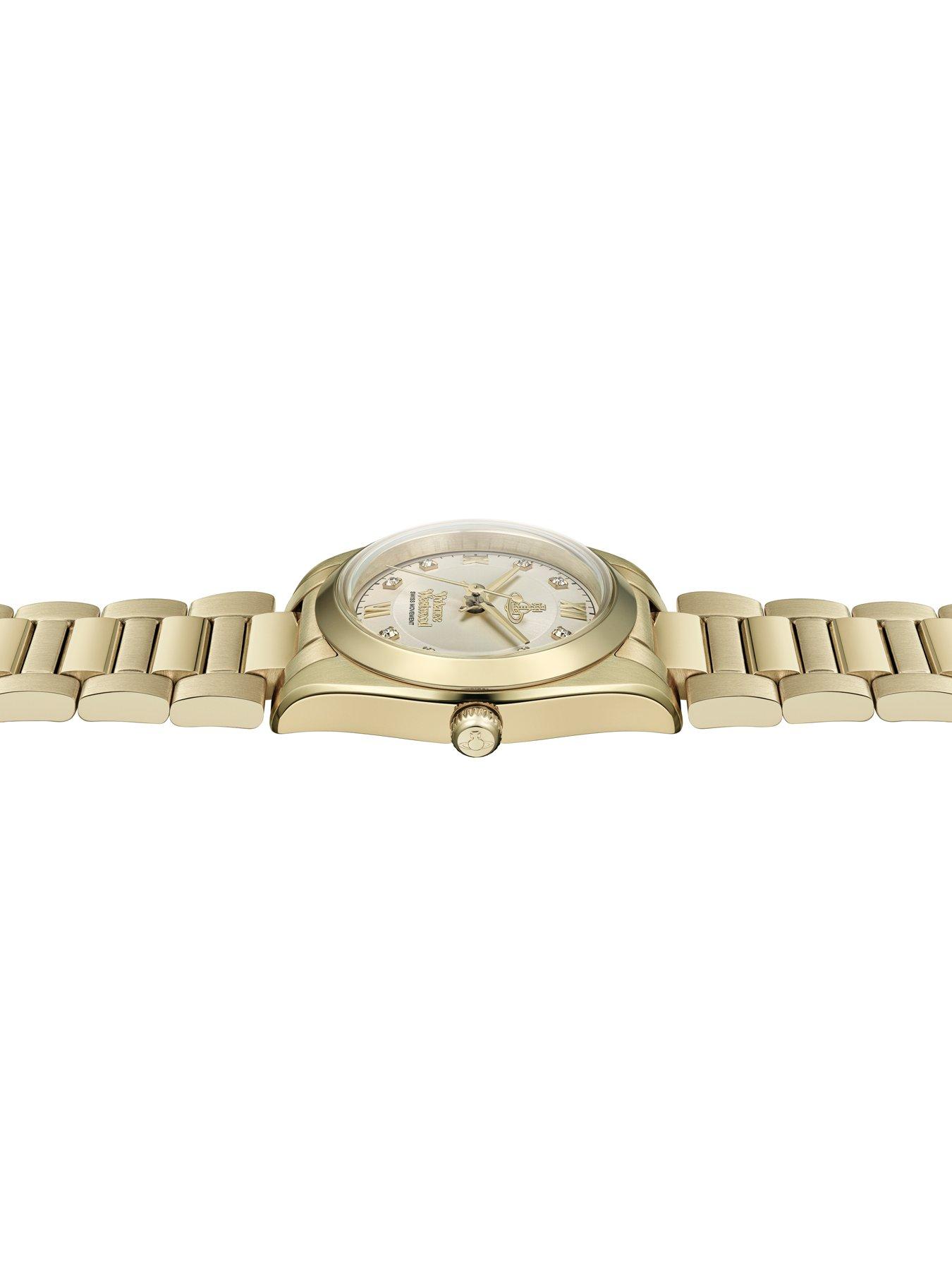 Image 4 of 7 of Vivienne Westwood The Tavistock Ladies Quartz Watch Champagne Sunray Dial Gold Stainless Steel Case and Bracelet