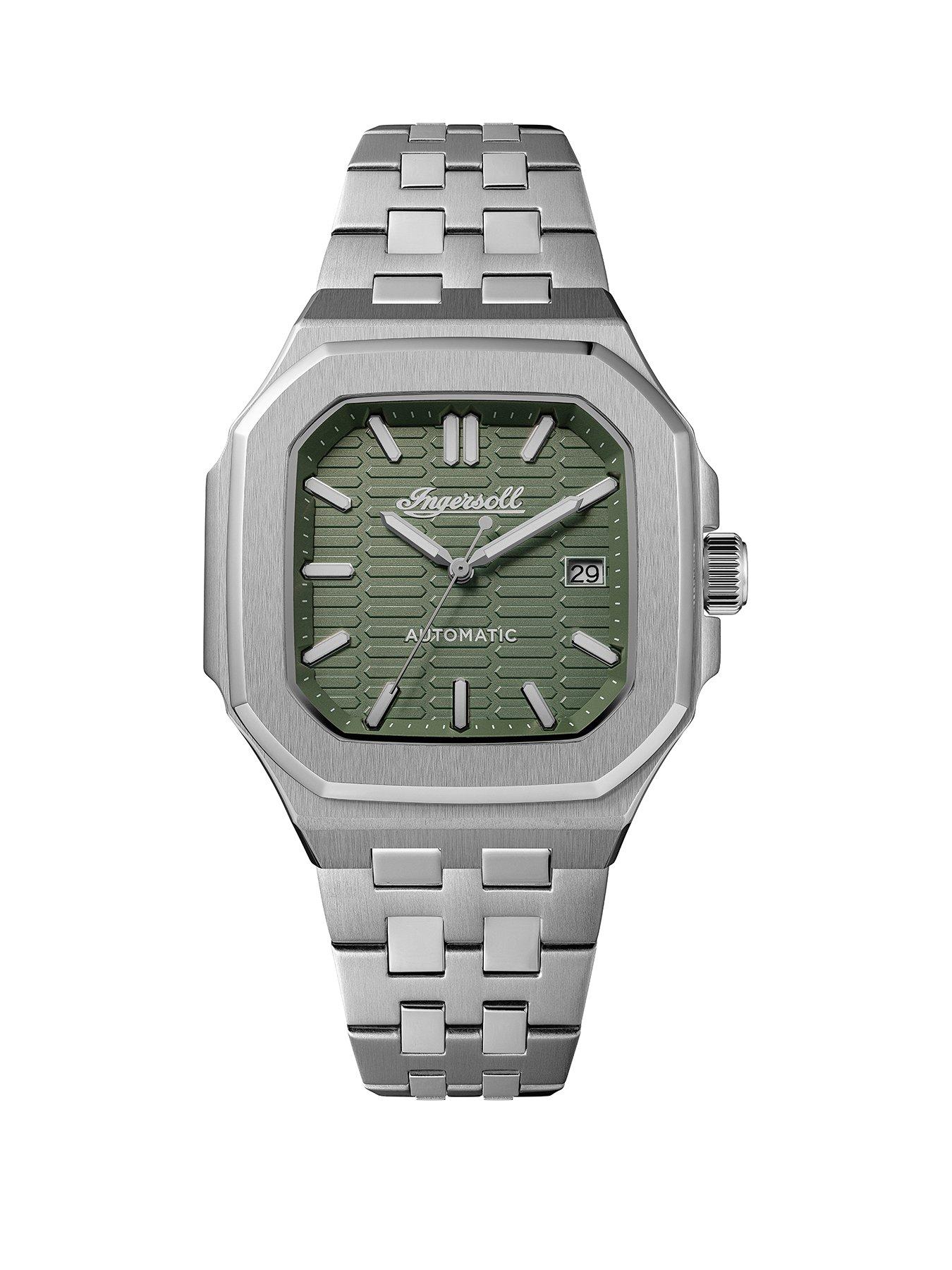 Image 1 of 6 of Ingersoll 1892 The Yield Automatic Mens Watch with Green Dial and Silver Stainless Steel Bracelet - I17802
