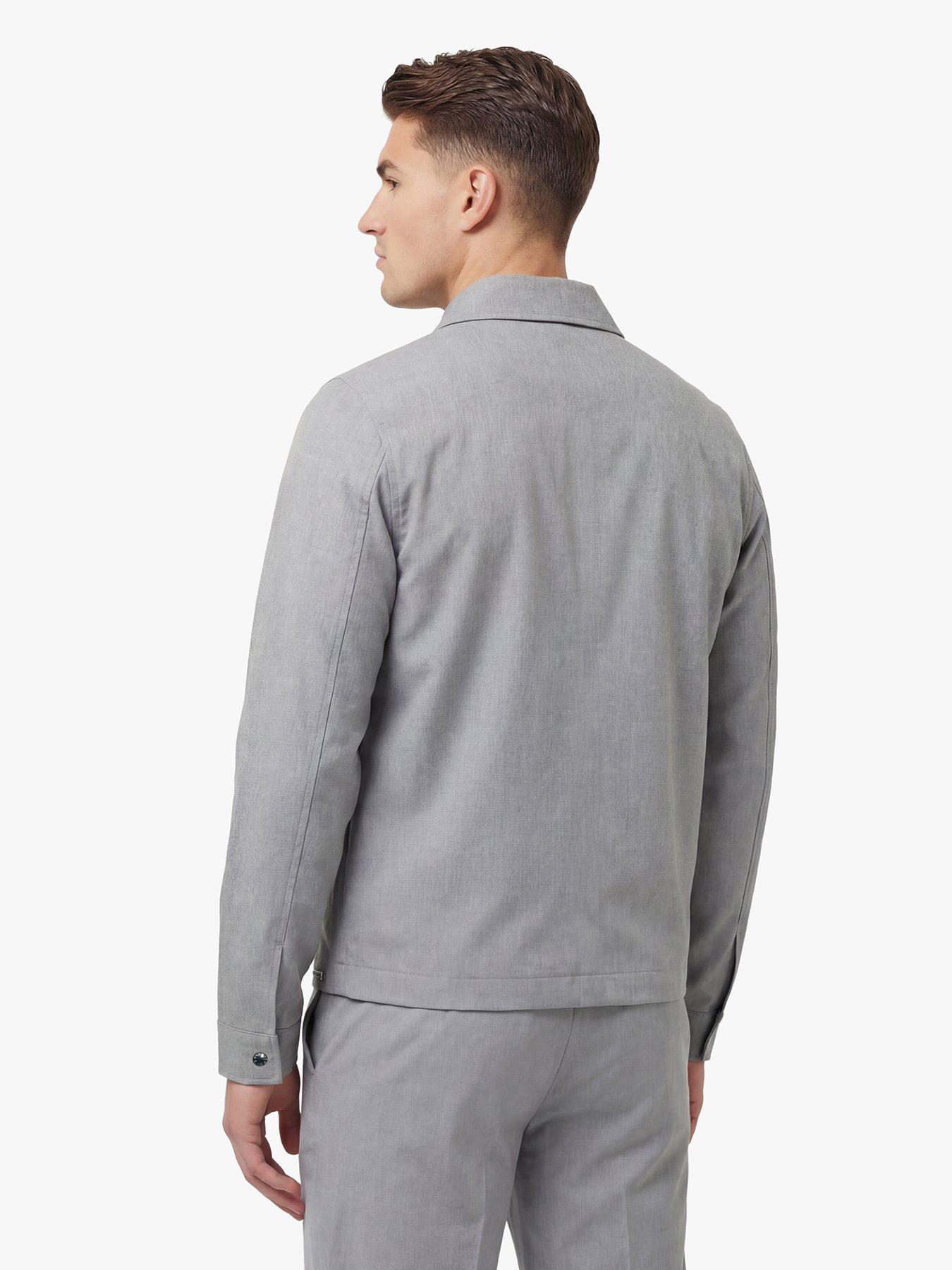 stillFront image of luke-1977-emery-smart-woven-zip-through-jacket-light-grey