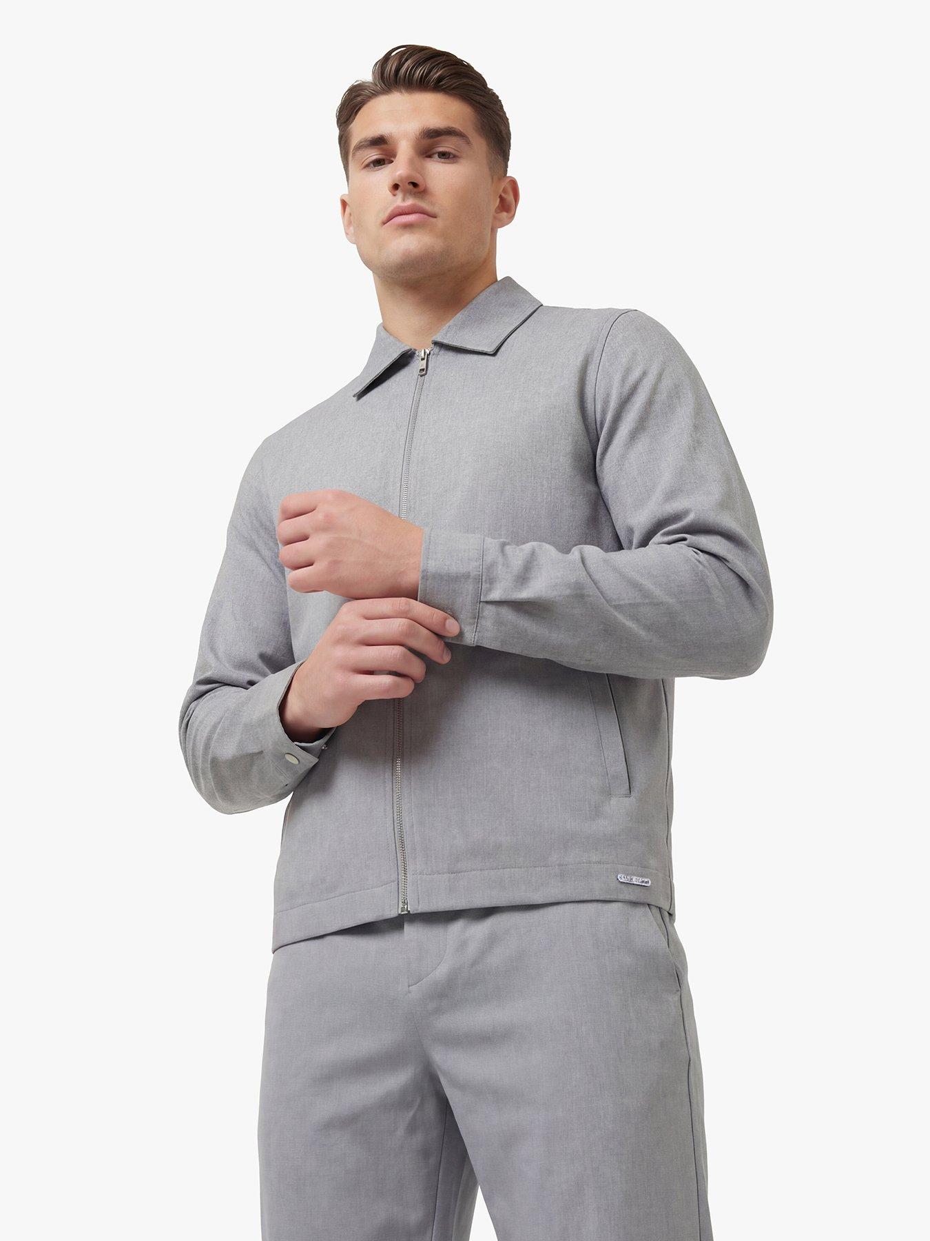  image of luke-1977-emery-smart-woven-zip-through-jacket-light-grey