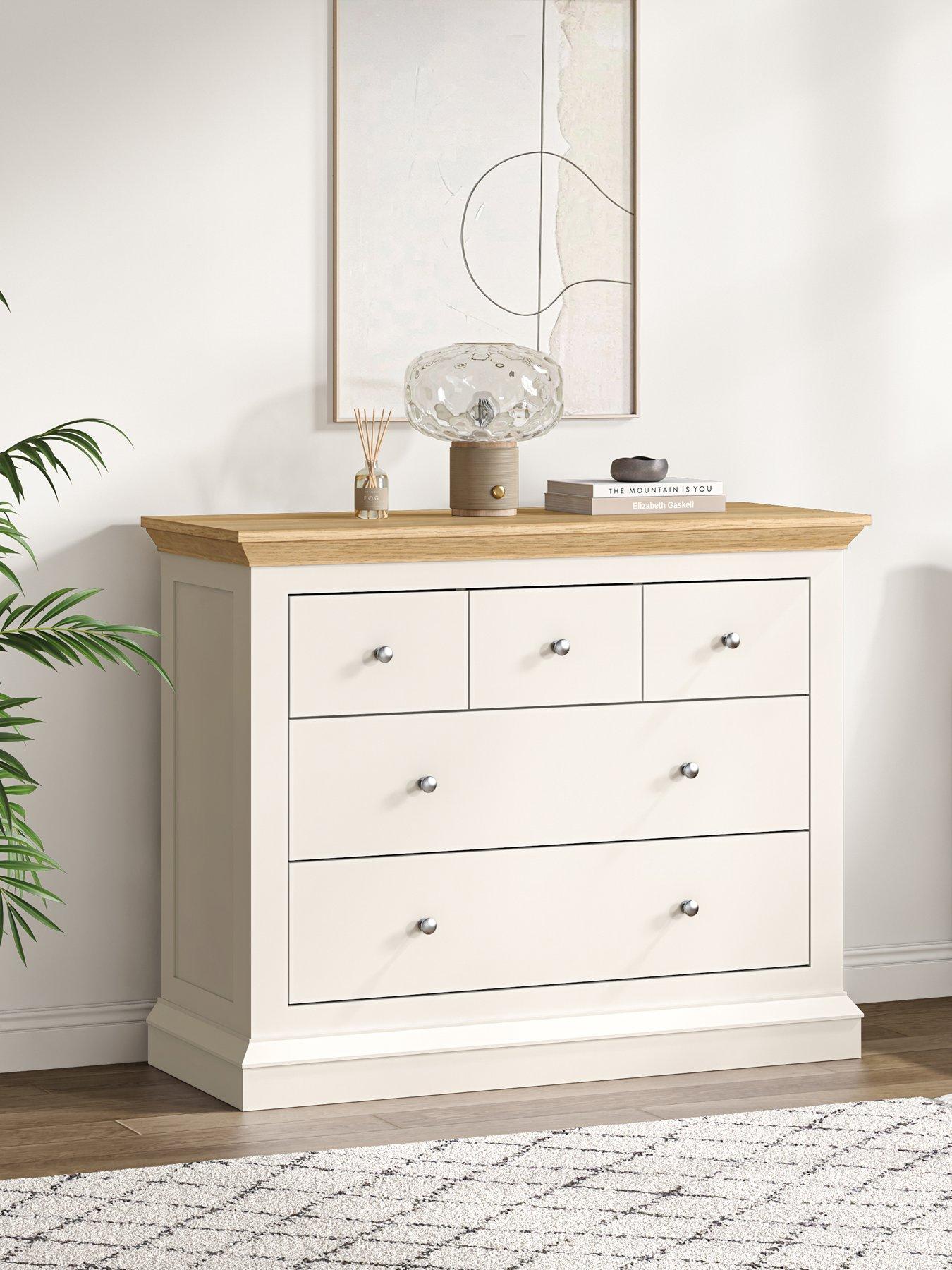 Image 1 of 7 of The Very Collection Hanna 3&nbsp;+ 2 Drawer Chest - Grey, Cream