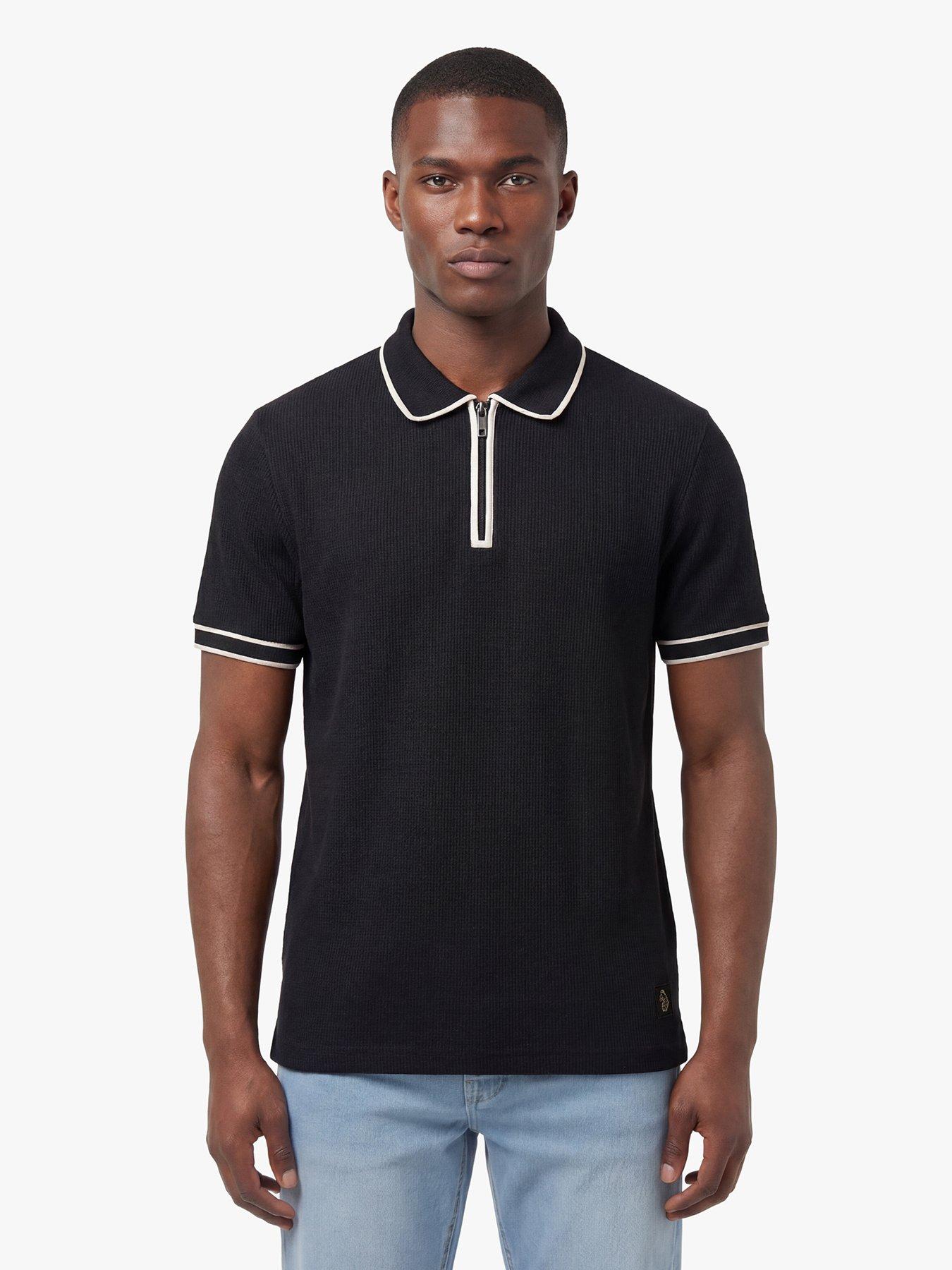 Luke 1977 Vesuvius Zip Neck Waffle Polo Shirt - Black