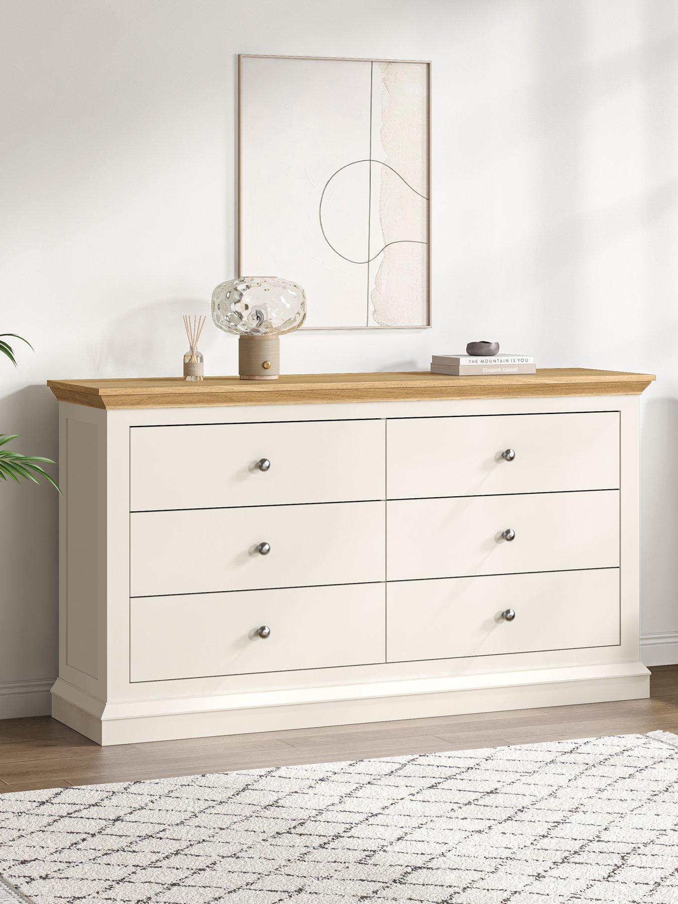The Very Collection Hanna 3 + 3 Drawer Chest - Grey, Cream