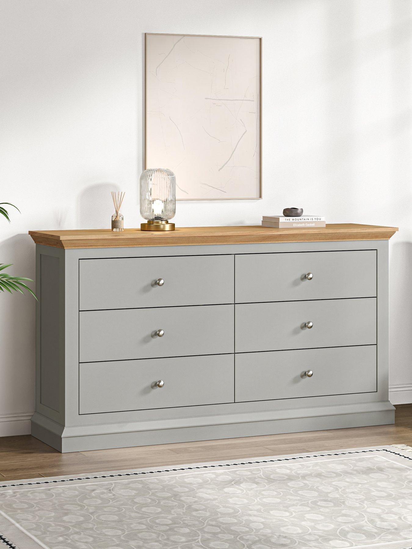 The Very Collection Hanna 3 + 3 Drawer Chest - Grey, Cream