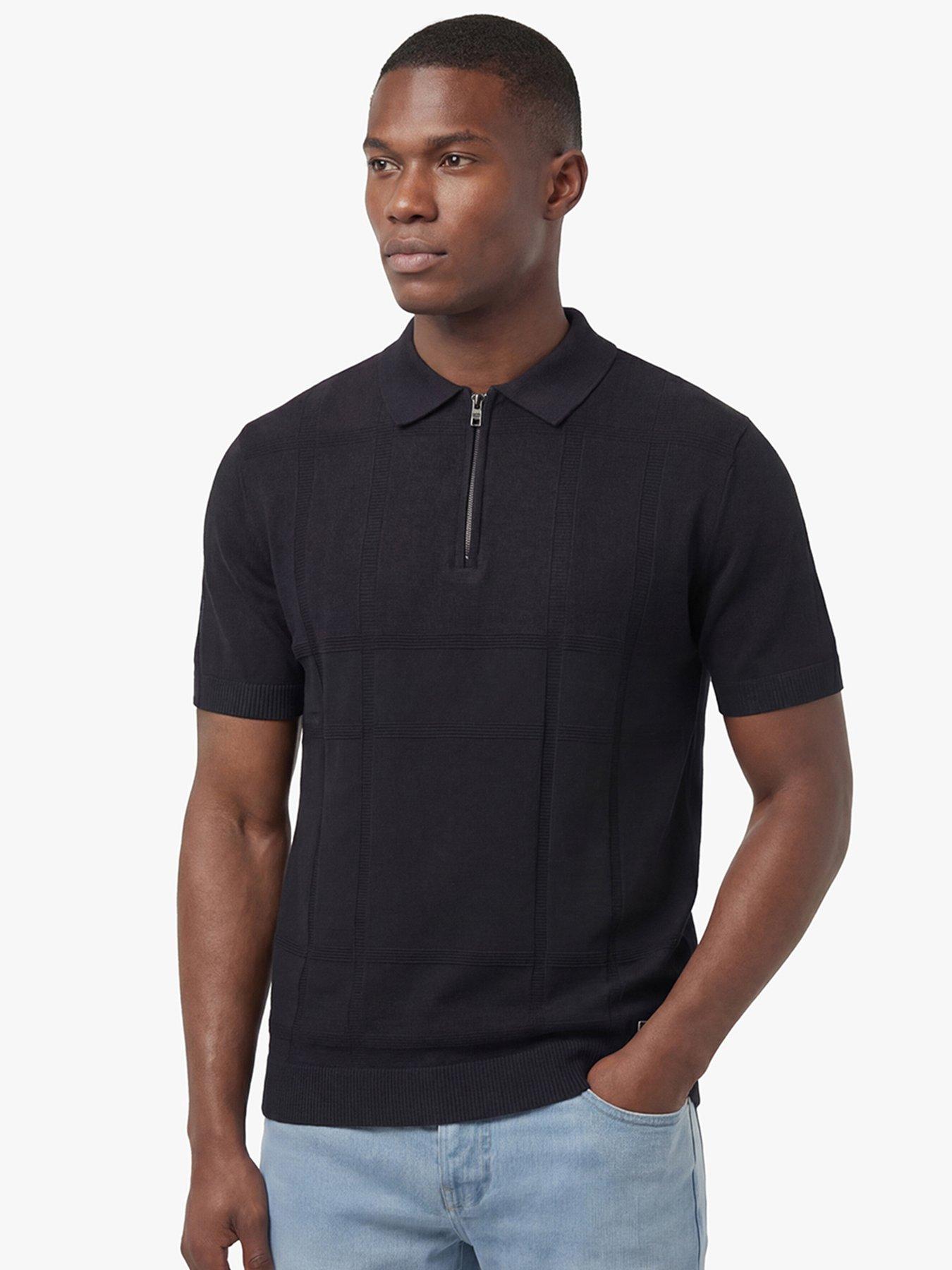 Luke 1977 Elgin Knitted Check Polo Shirt - Black