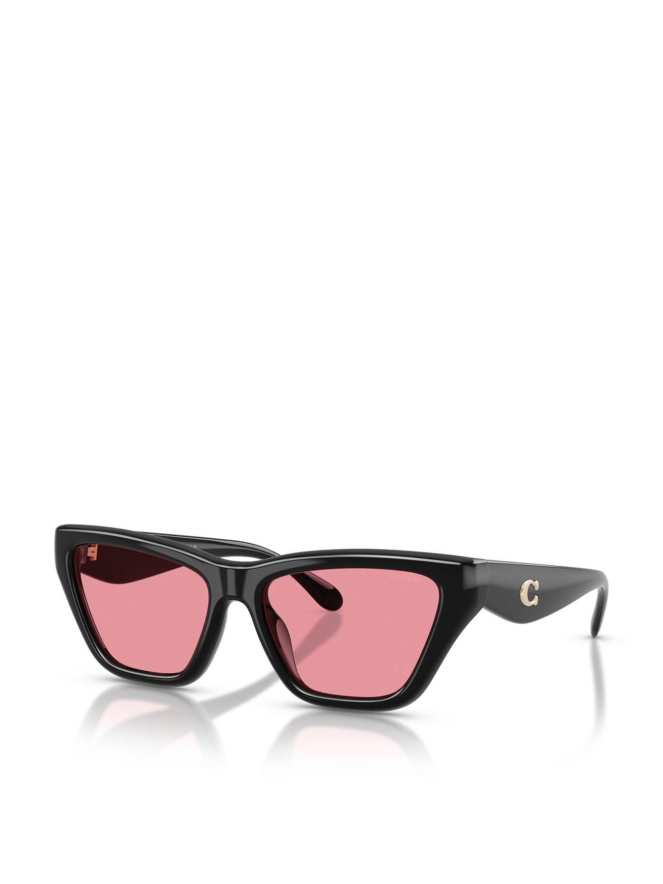Image 1 of 5 of COACH Thick Frame Black Sunglasses- With Red Lens