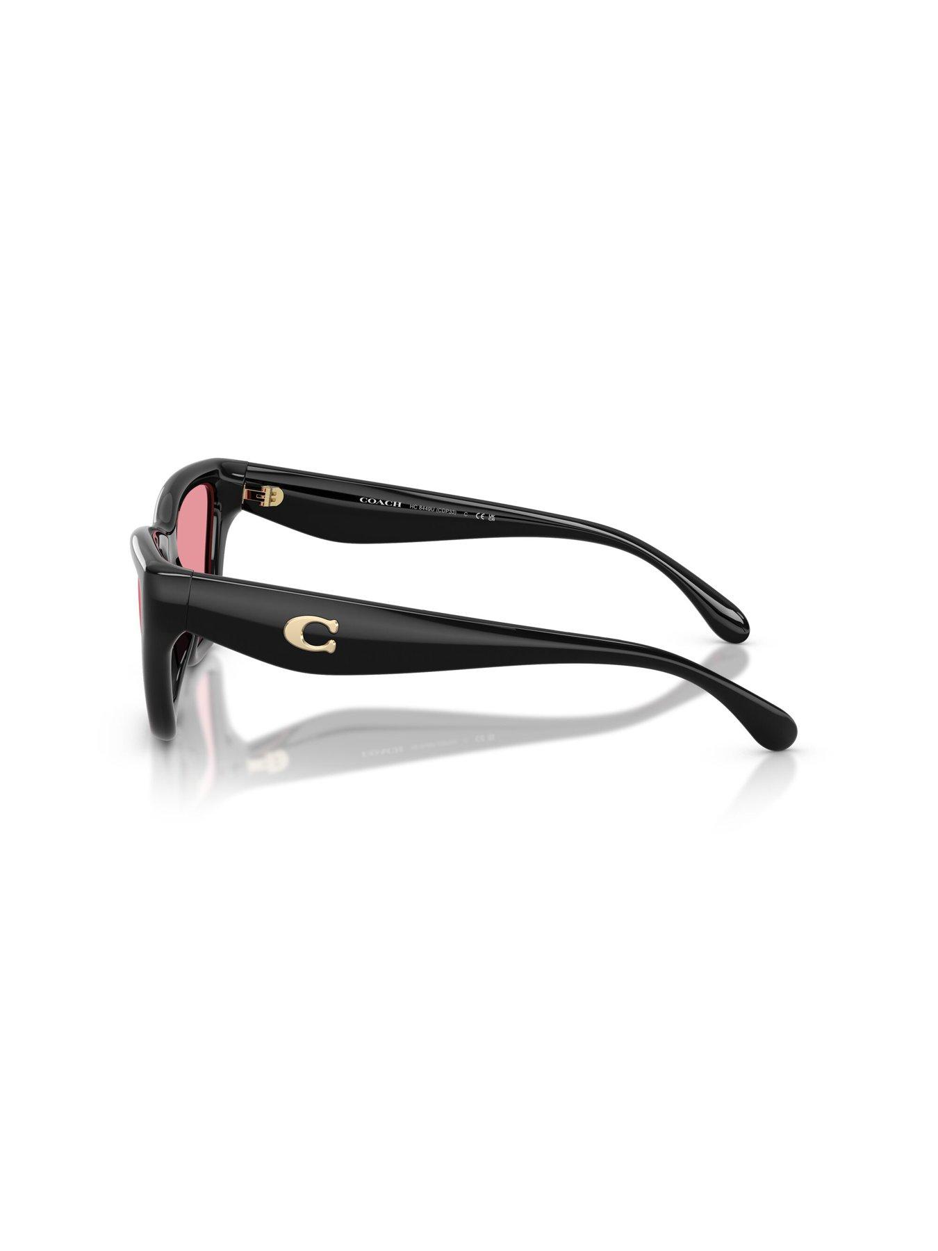 Image 2 of 5 of COACH Thick Frame Black Sunglasses- With Red Lens