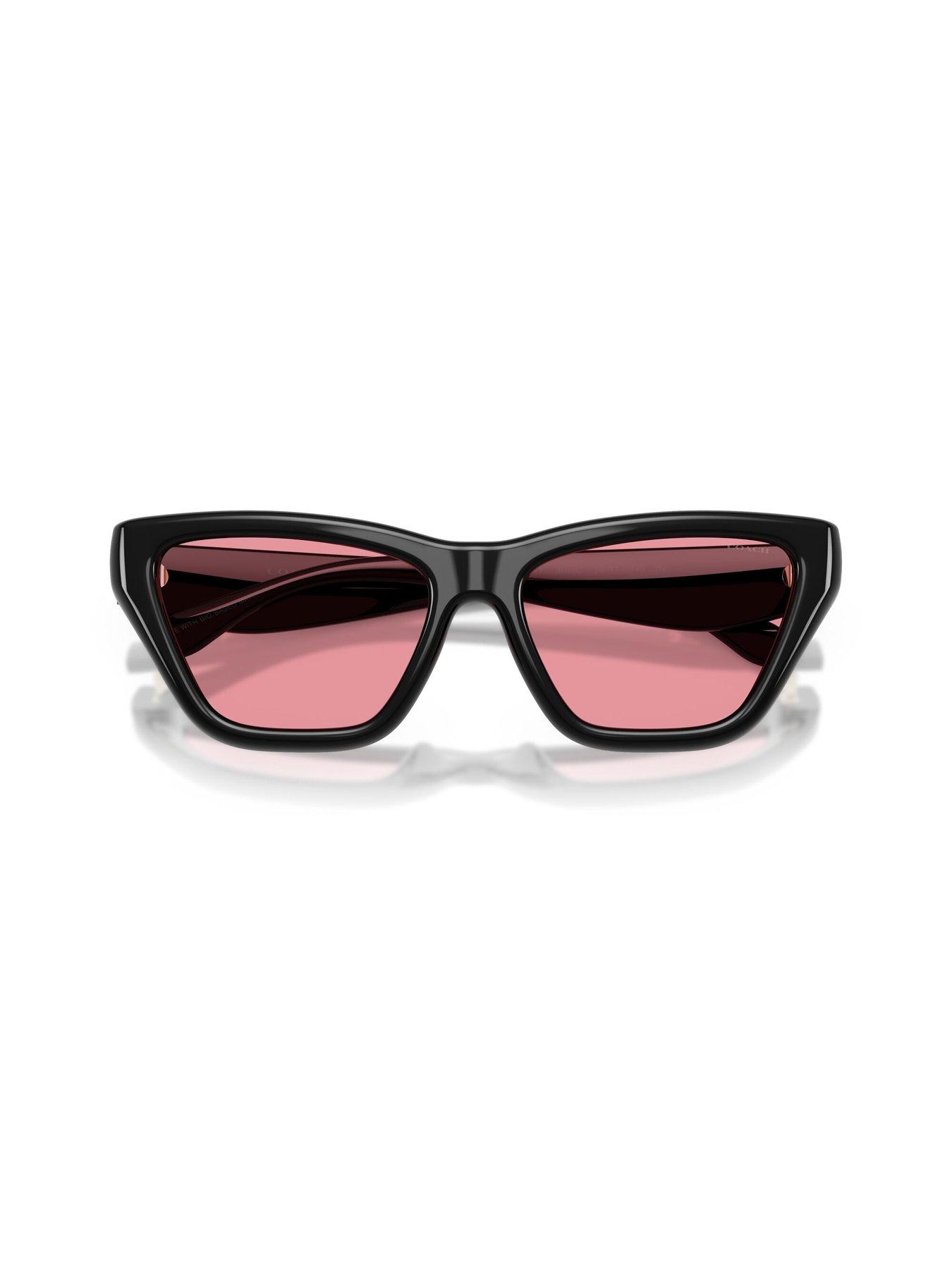 Image 4 of 5 of COACH Thick Frame Black Sunglasses- With Red Lens
