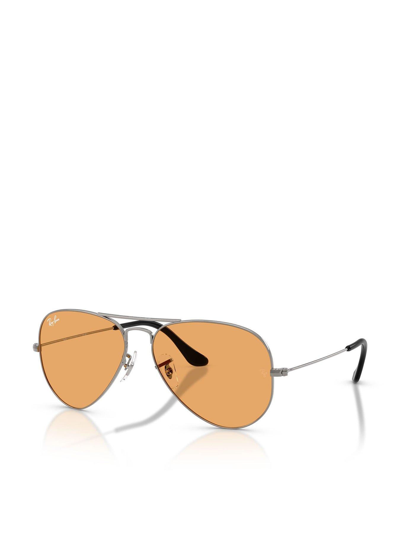 Ray-Ban Aviator Sunglasses - Silver Frame/Orange Lens