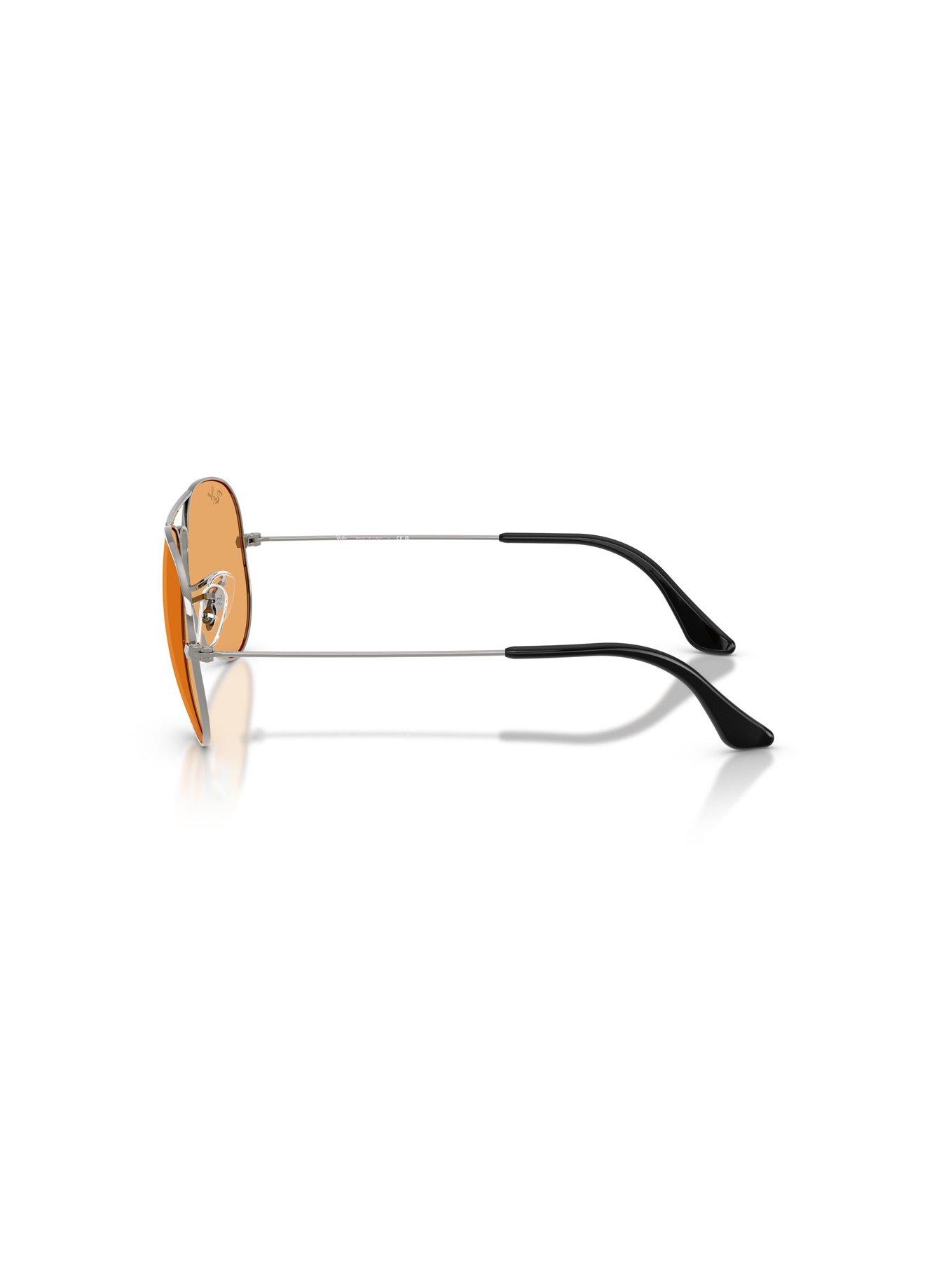 back image of ray-ban-aviator-sunglasses-silver-frameorange-lens