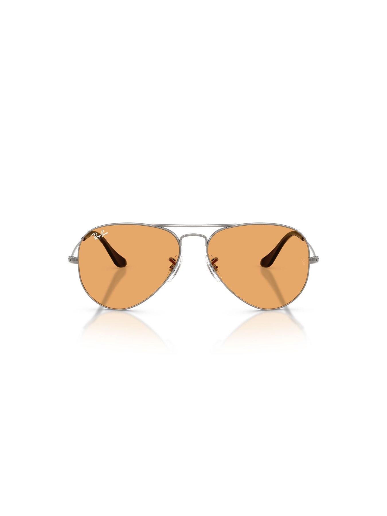  image of ray-ban-aviator-sunglasses-silver-frameorange-lens