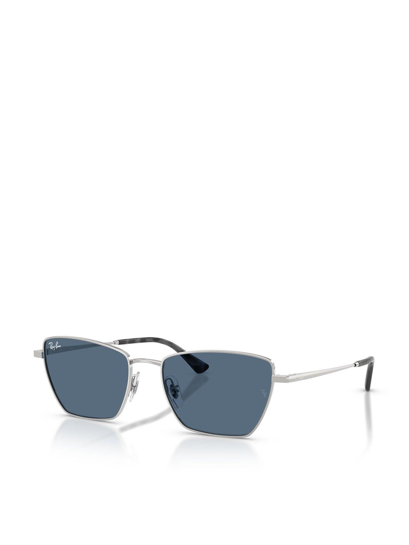 Ray-Ban Silver Frame Square Cat Eye Sunglasses With Blue Tinted Lens - 0rb3783 - Silver