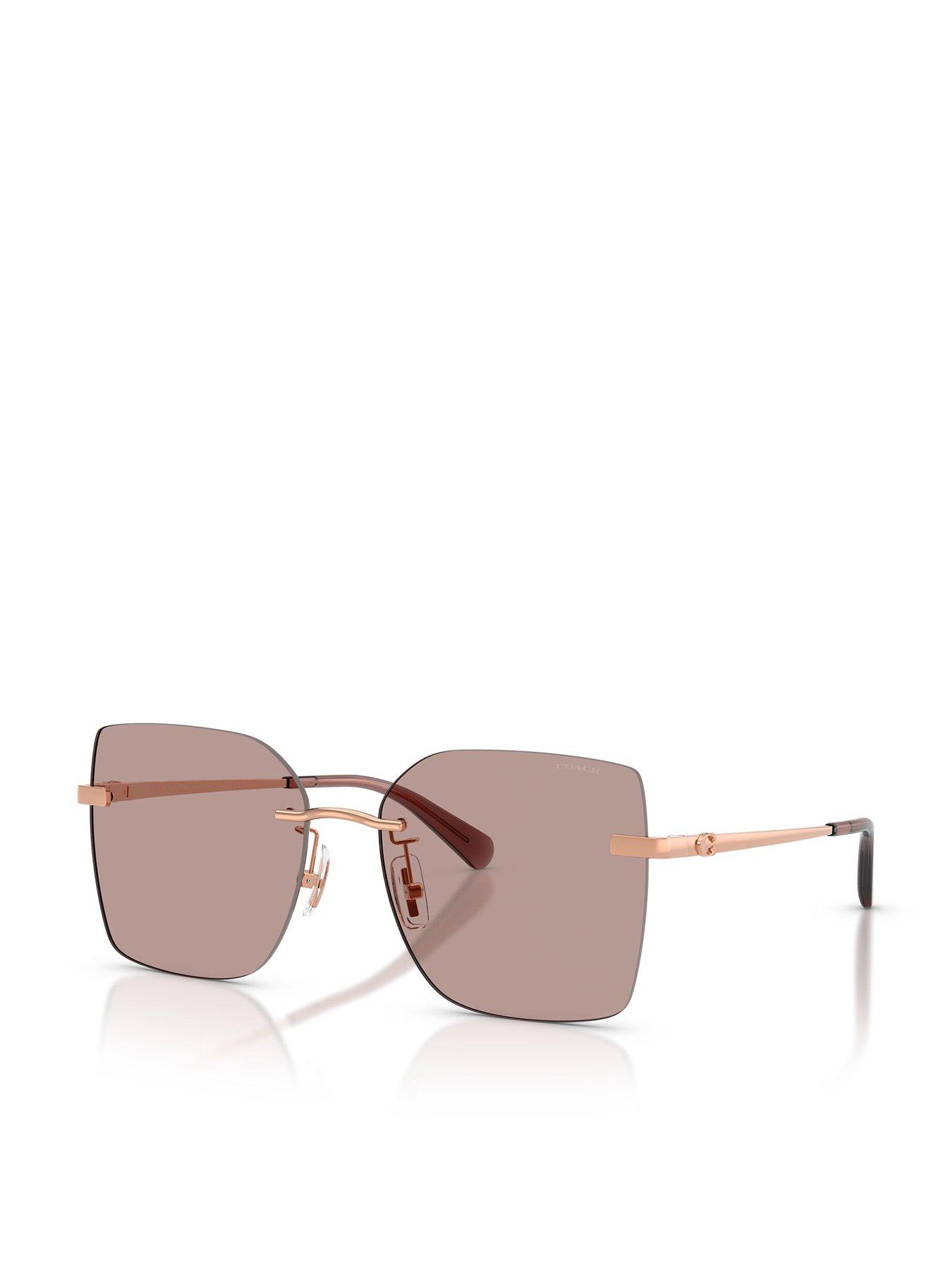 Image 1 of 5 of COACH Oversized Square Sunglasses- Rose Gold