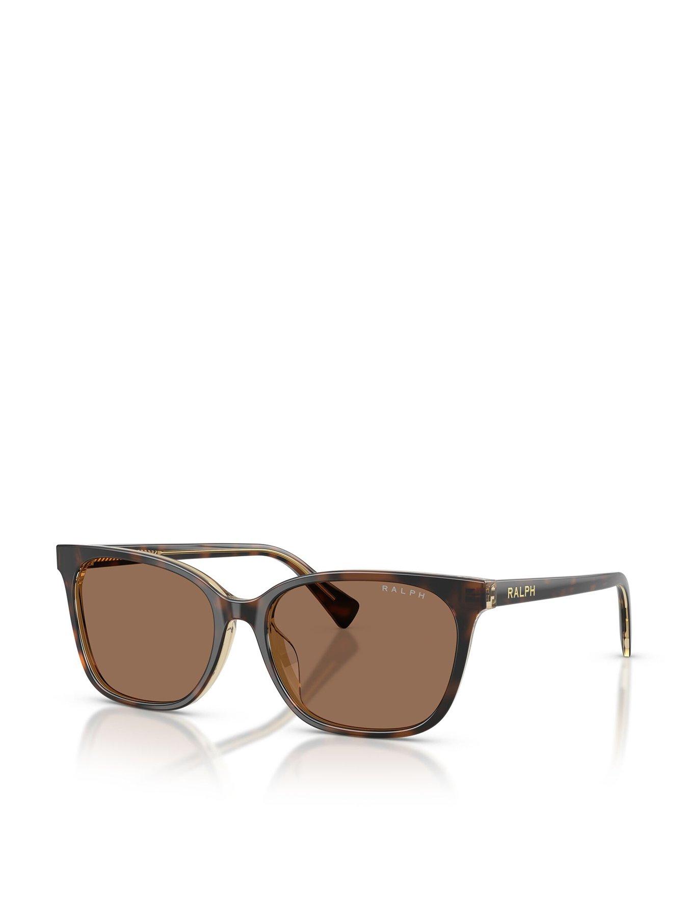 front image of ralph-square-sunglasses-with-thin-frame--dark-havana--0ra5348u