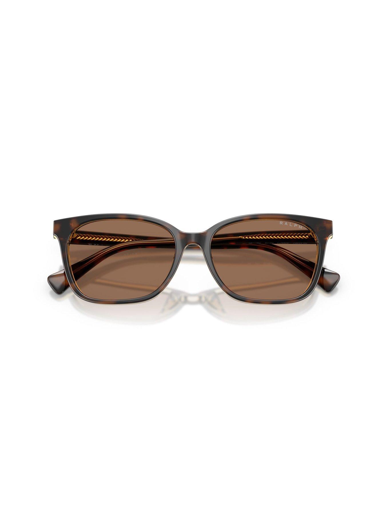 Image 4 of 5 of Ralph Sqaure Thin Frame Sunglasses- Brown- 0ra5349u