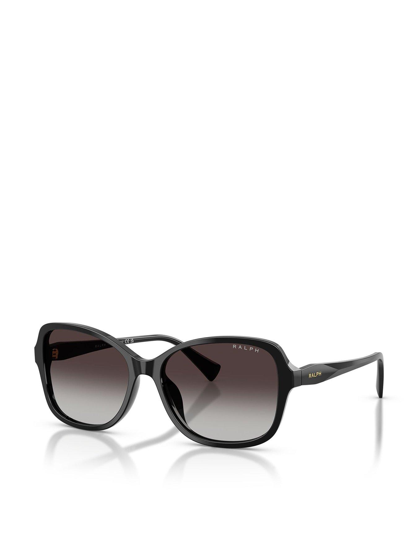 Image 1 of 5 of Ralph Round Cat Eye Sunglasses- Black - 0ra5351u