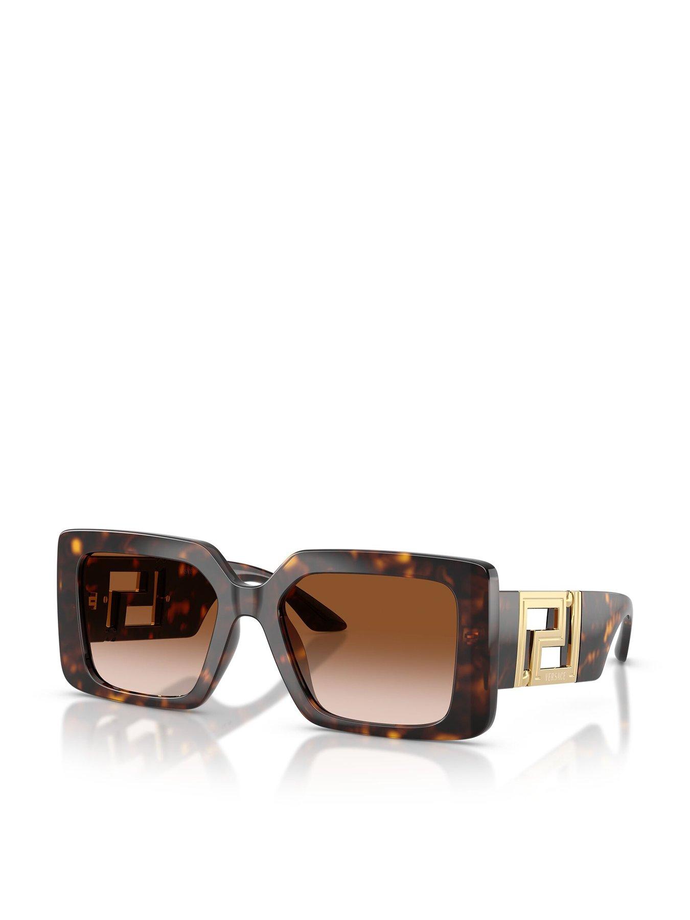 VERSACE 0ve4505u Square Sunglasses Havana Frame With Brown Gradient Lens