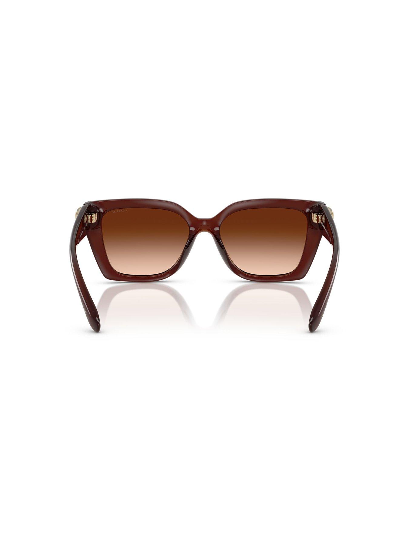 Image 5 of 5 of COACH 0hc8408u Square Sunglasses Milky Hazelnut Frame With Brown Gradient Lens