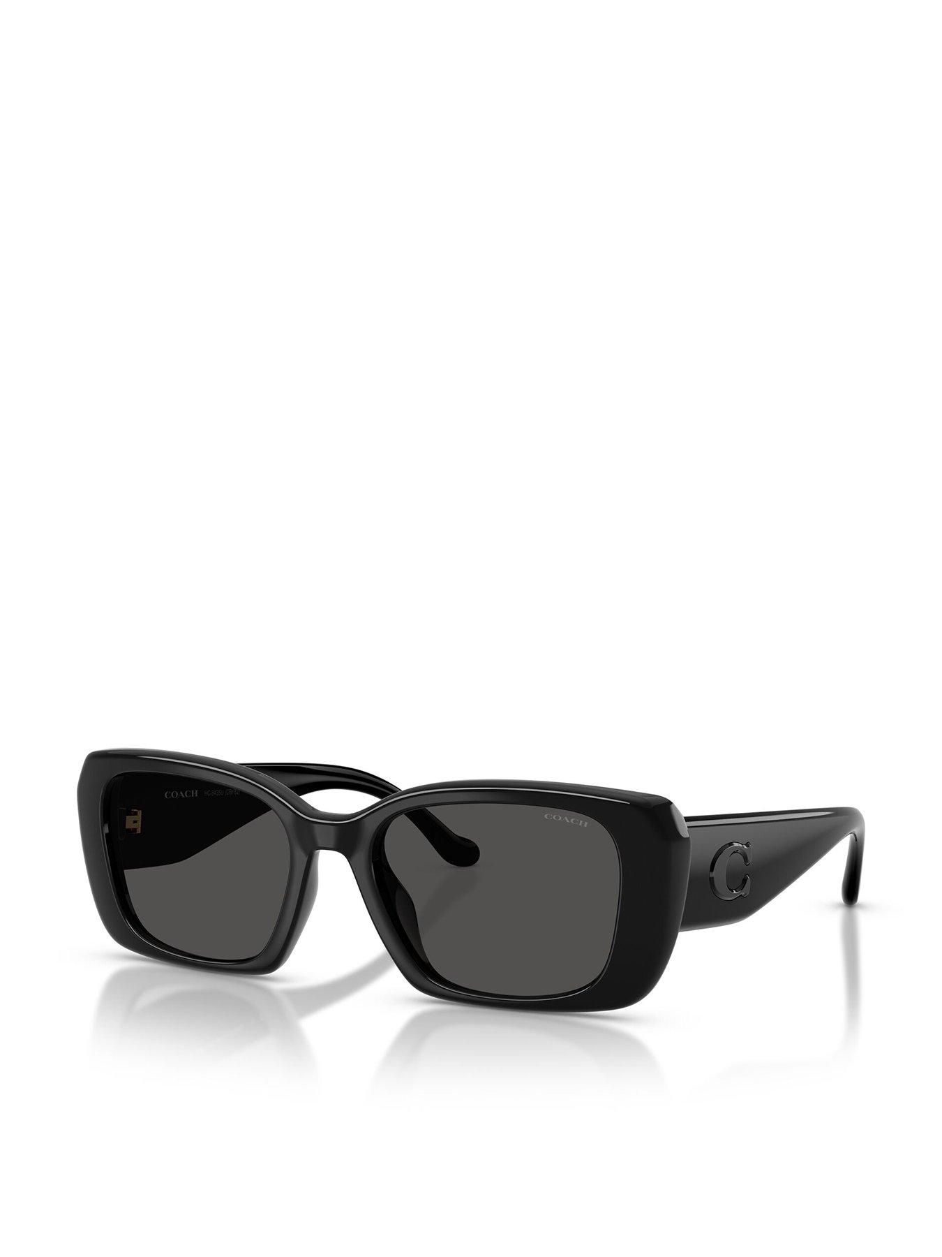 front image of coach-thick-black-frame-shallow-sunglasses-0hc8271u
