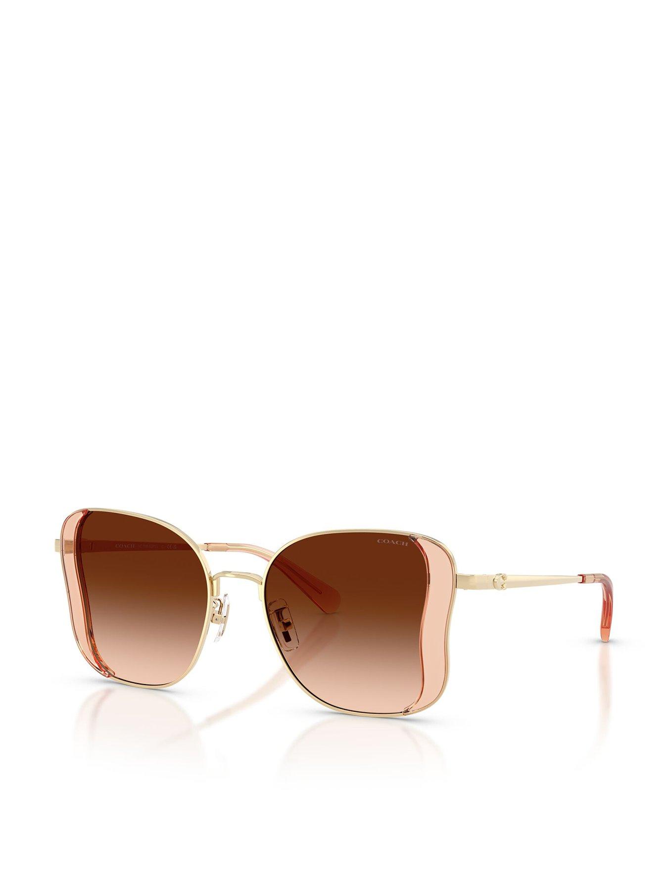 COACH 0hc7188 Butterfly Sunglasses Champagne / Light Gold Frame With Brown Gradient Lens