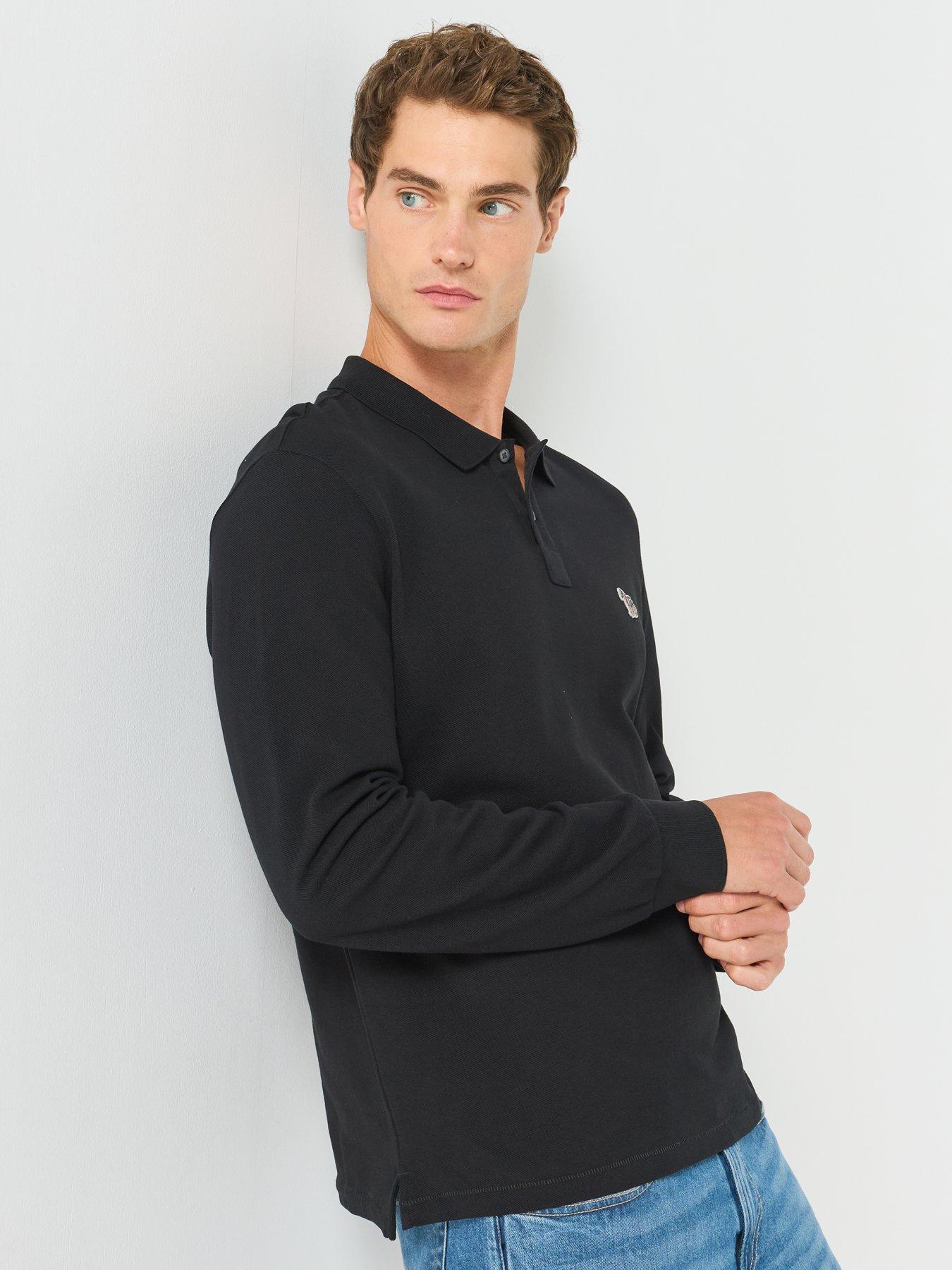 Image 5 of 5 of PS PAUL SMITH Regular Fit Long Sleeve Zebra Polo Shirt - Black