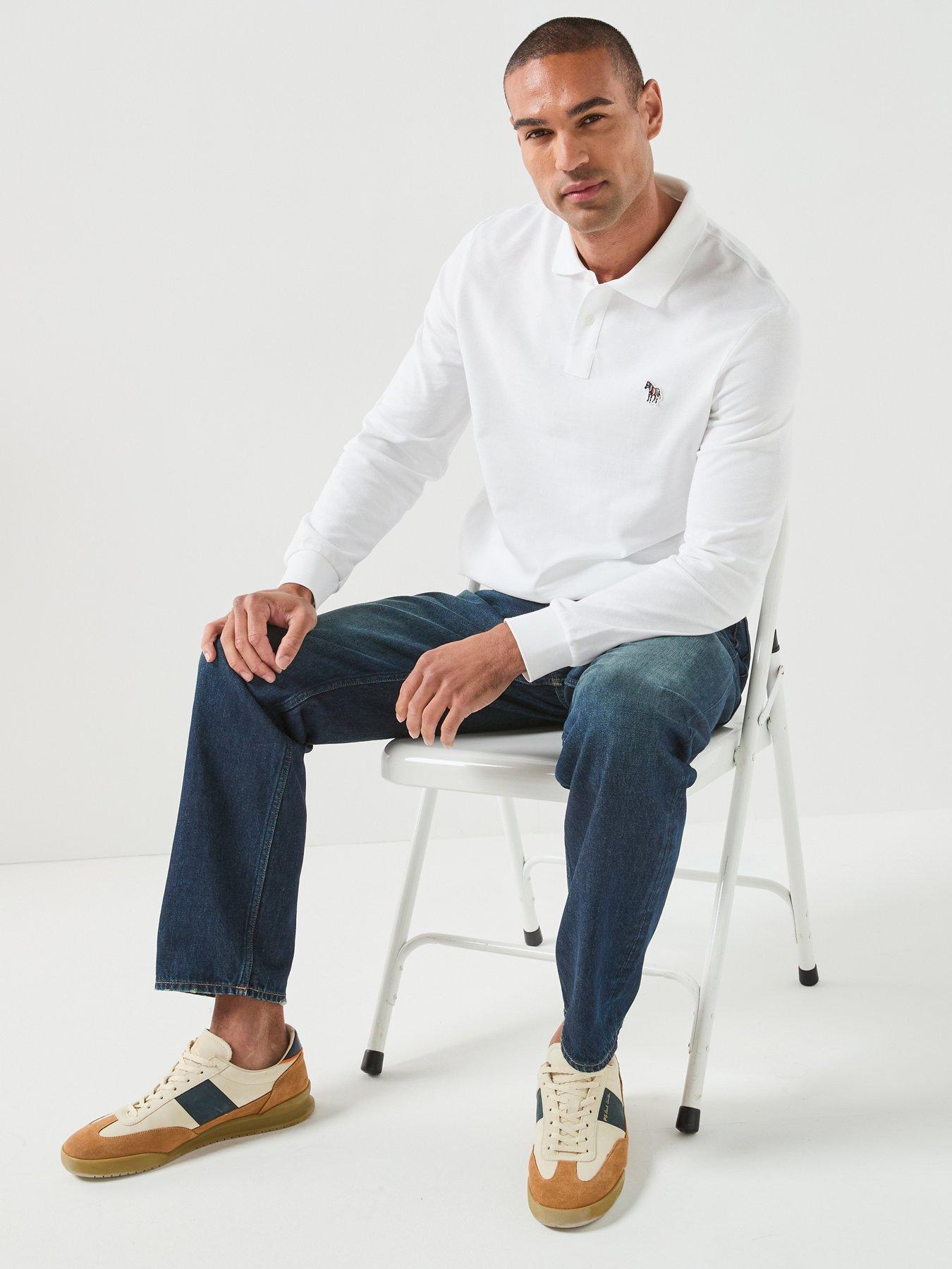 Image 5 of 6 of PS PAUL SMITH Regular Fit Long Sleeve Zebra Polo Shirt - White