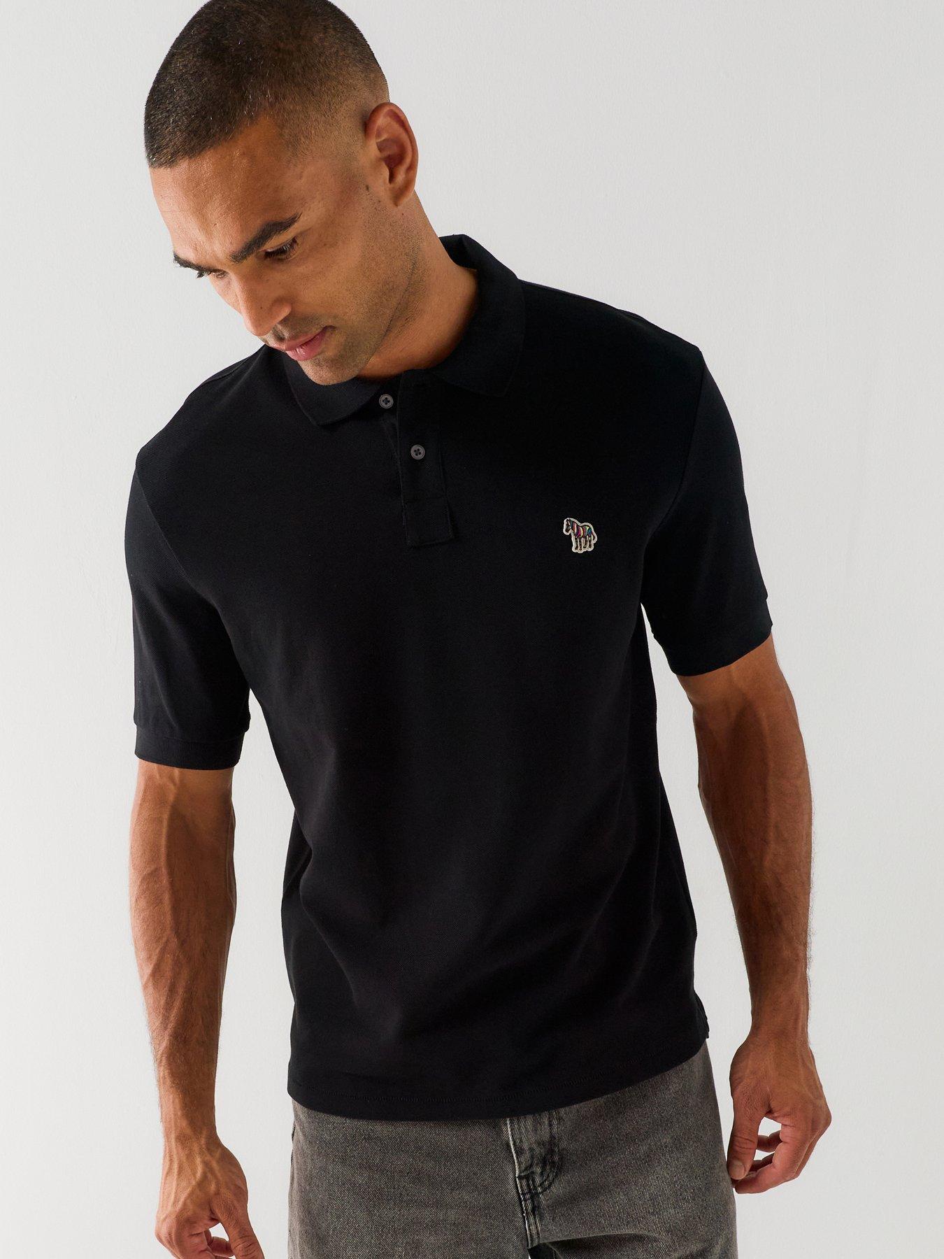 PS PAUL SMITH Men's Regular Fit Polo Shirt with Zebra Logo - Black