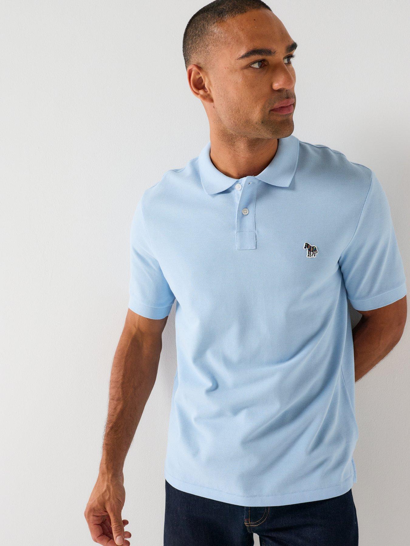 Image 1 of 4 of PS PAUL SMITH Men's Regular Fit Polo Shirt with Zebra Logo - Light Blue