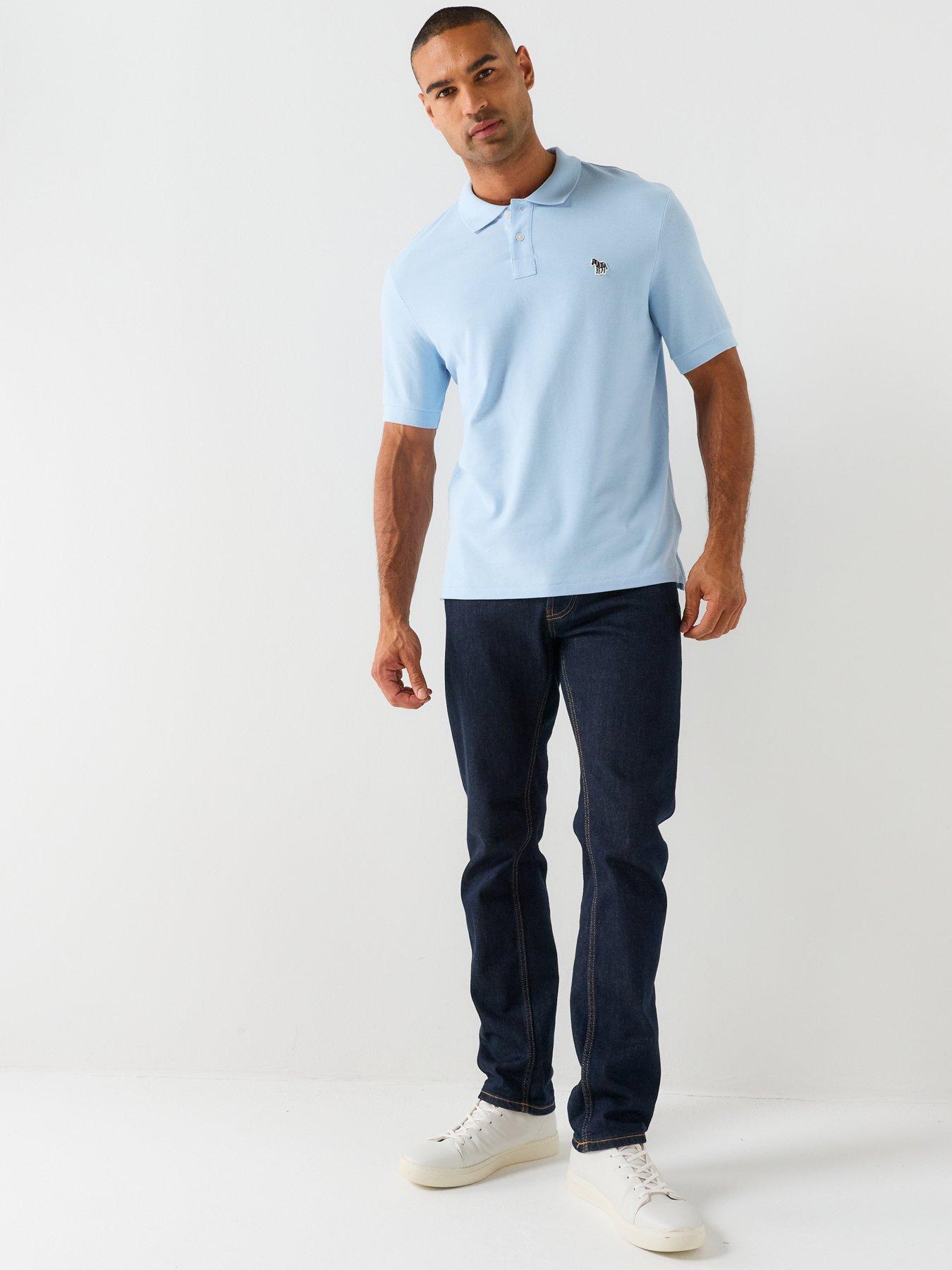Image 3 of 4 of PS PAUL SMITH Men's Regular Fit Polo Shirt with Zebra Logo - Light Blue
