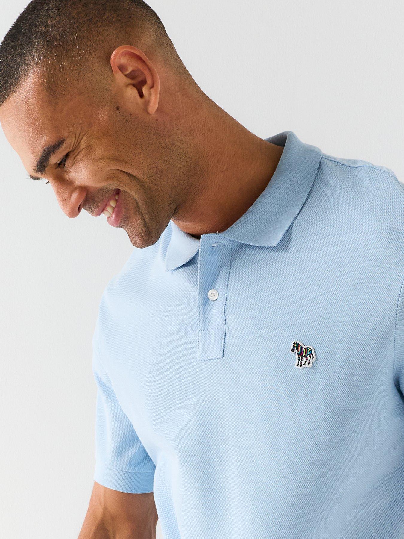 Image 4 of 4 of PS PAUL SMITH Men's Regular Fit Polo Shirt with Zebra Logo - Light Blue