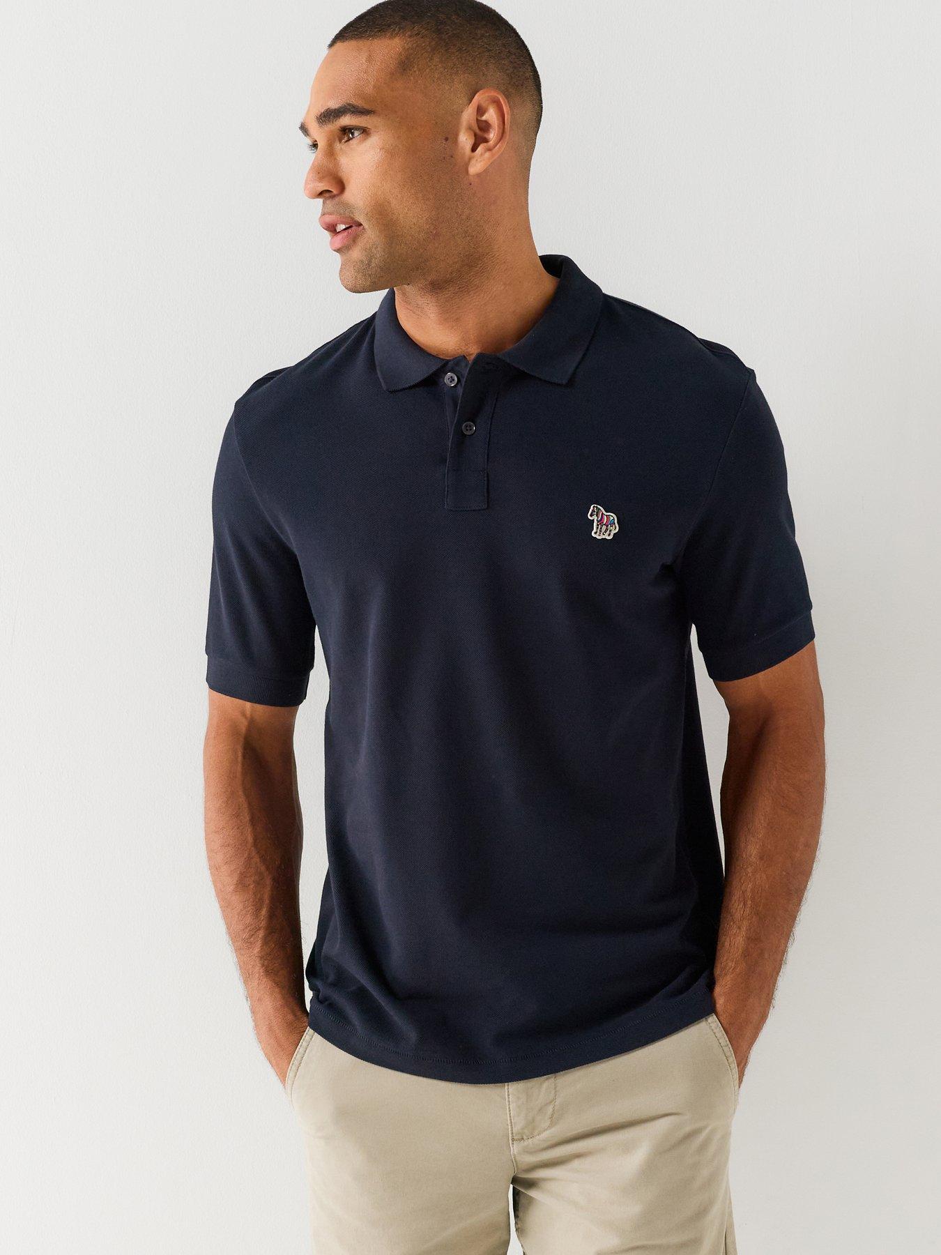 PS PAUL SMITH Regular Fit Cotton Piqué Zebra Polo Shirt - Navy