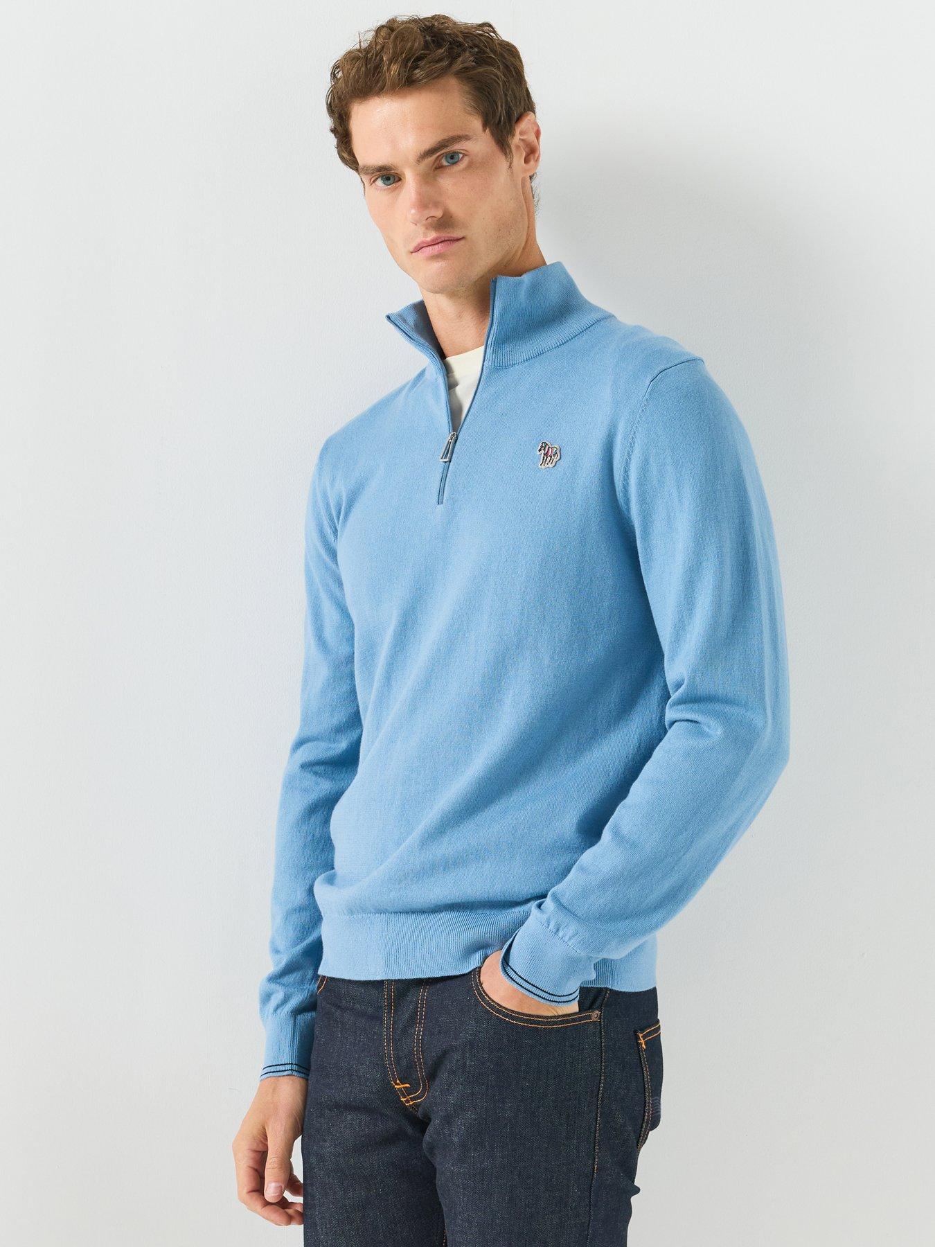 Image 1 of 6 of PS PAUL SMITH Zebra Zip Knitted Jumper - Blue