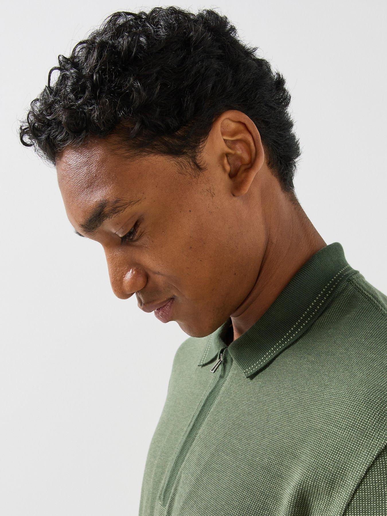 Image 4 of 6 of PS PAUL SMITH PS PAUL SMITH Regular Fit Zip Neck Polo Shirt - Green