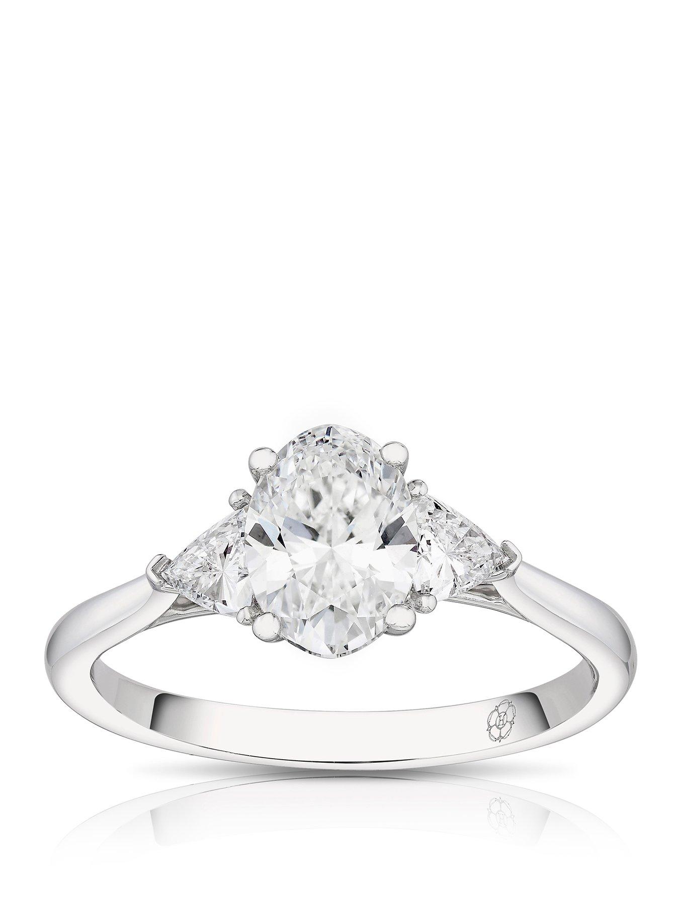 Image 1 of 6 of Harriet Platinum Oval Trilogy 1.25ct Lab Grown Diamond Ring