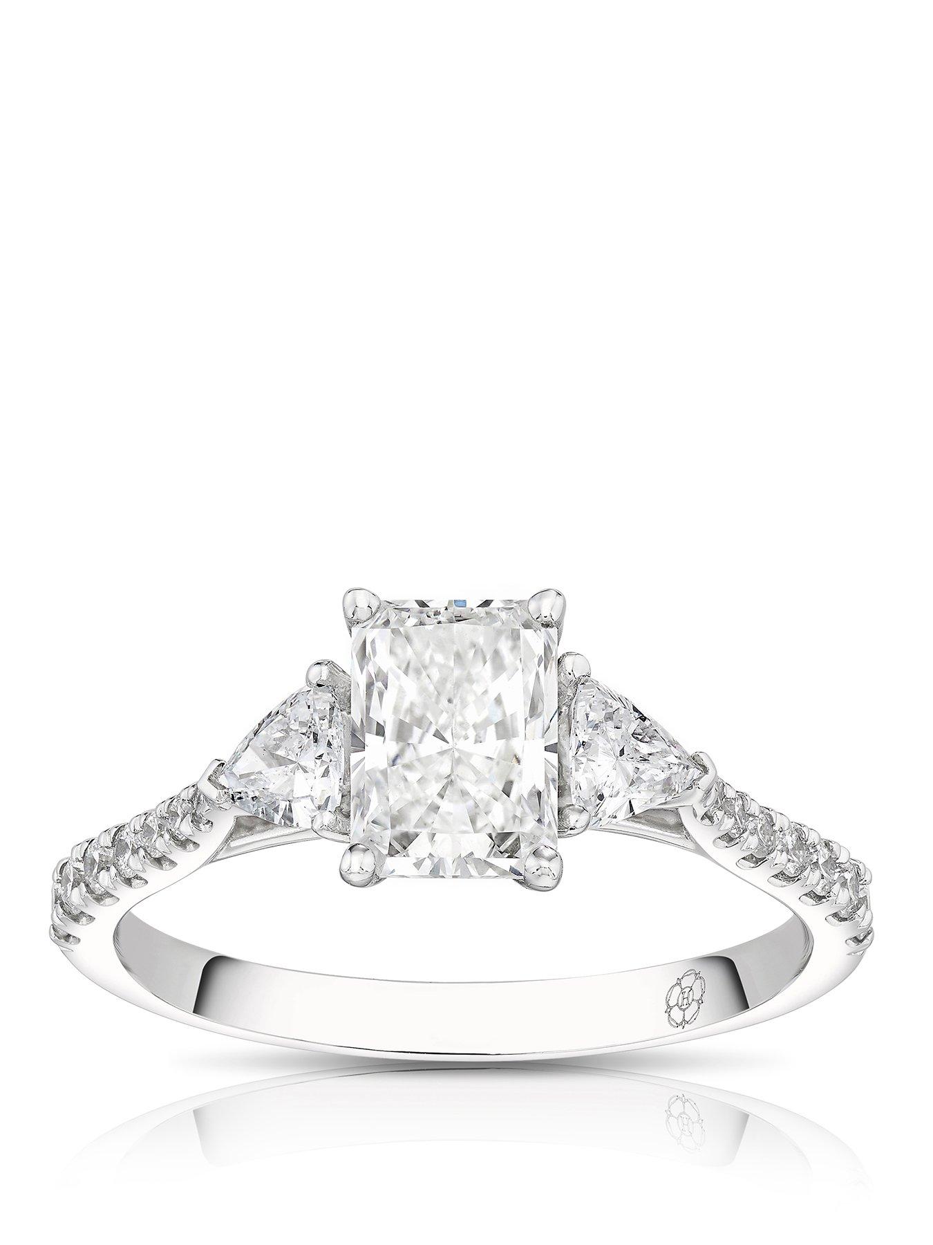 Harriet Platinum Radiant Trilogy Stone Set Shoulders 1.40ct Lab Grown Diamond Ring