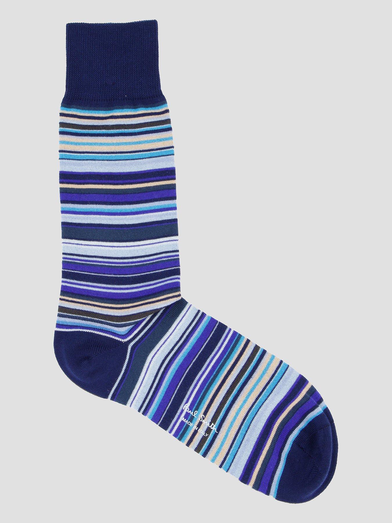 PS PAUL SMITH Single Signature Stripe Crew Socks - Blue