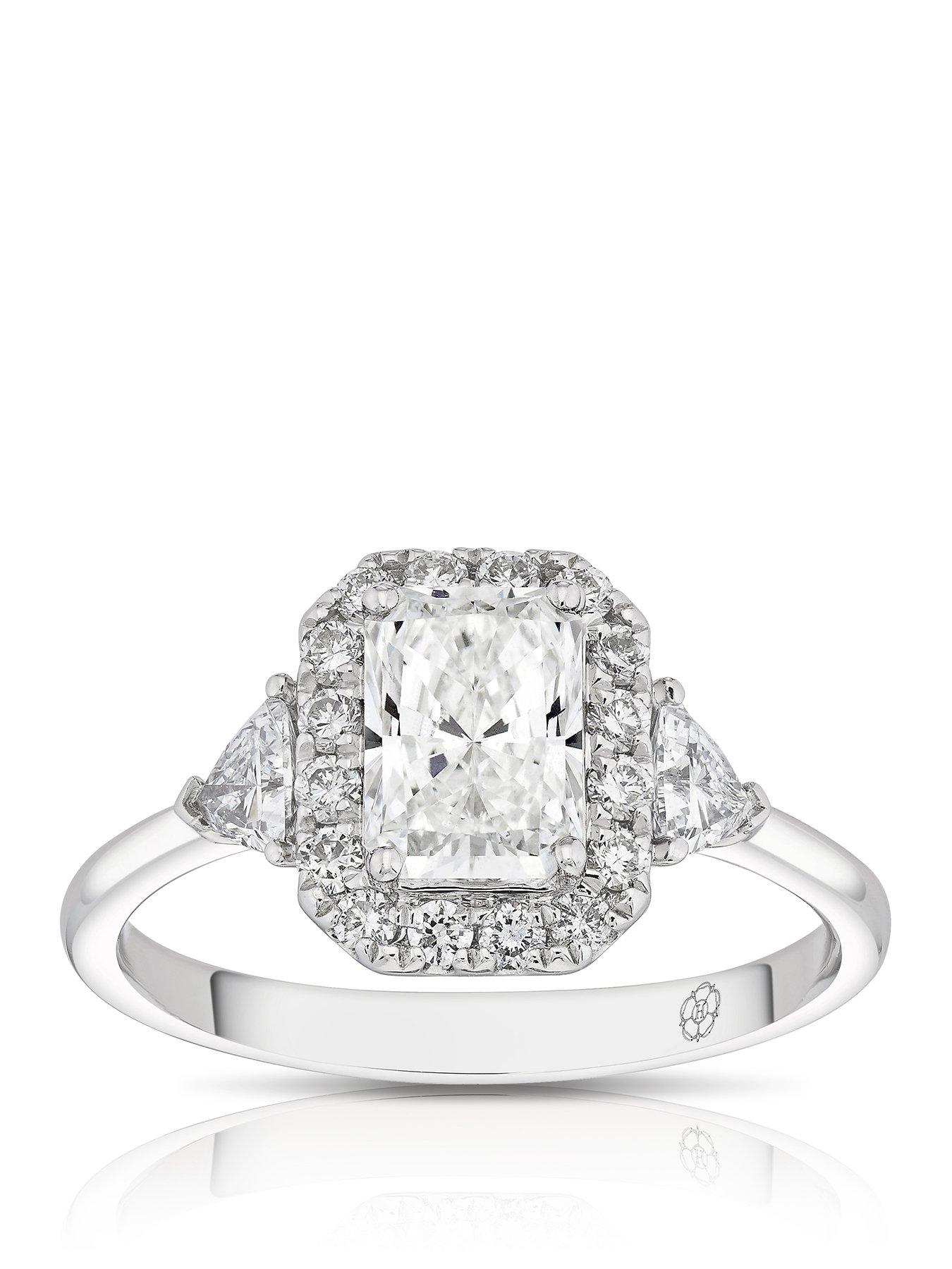 Harriet Platinum Radiant Halo Trilogy  &  Trillion Set Shoulders 1.50ct Lab Grown Diamond Ring