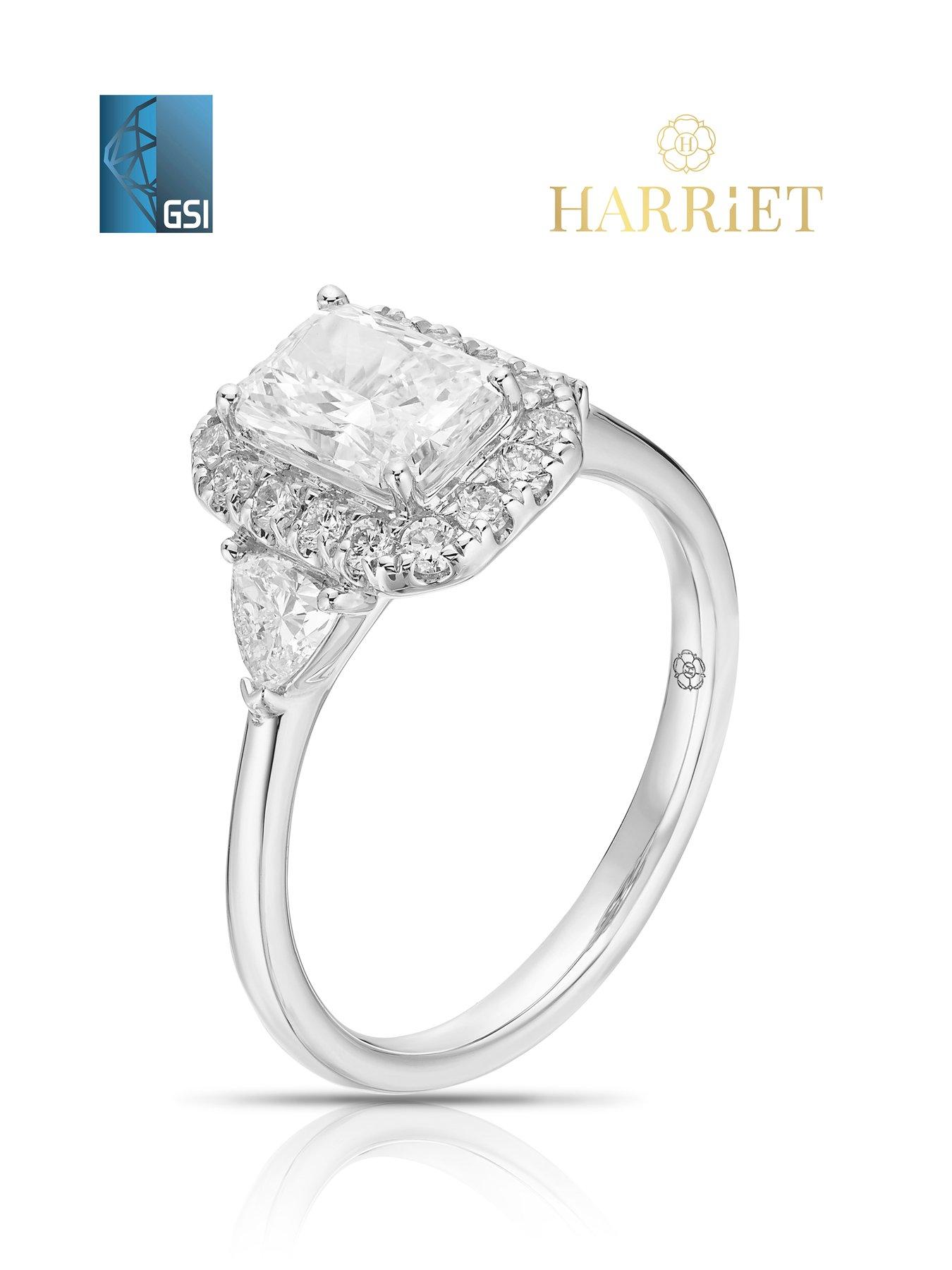 Image 2 of 6 of Harriet Platinum Radiant Halo Trilogy &amp; Trillion Set Shoulders 1.50Ct Lab Grown Diamond Ring
