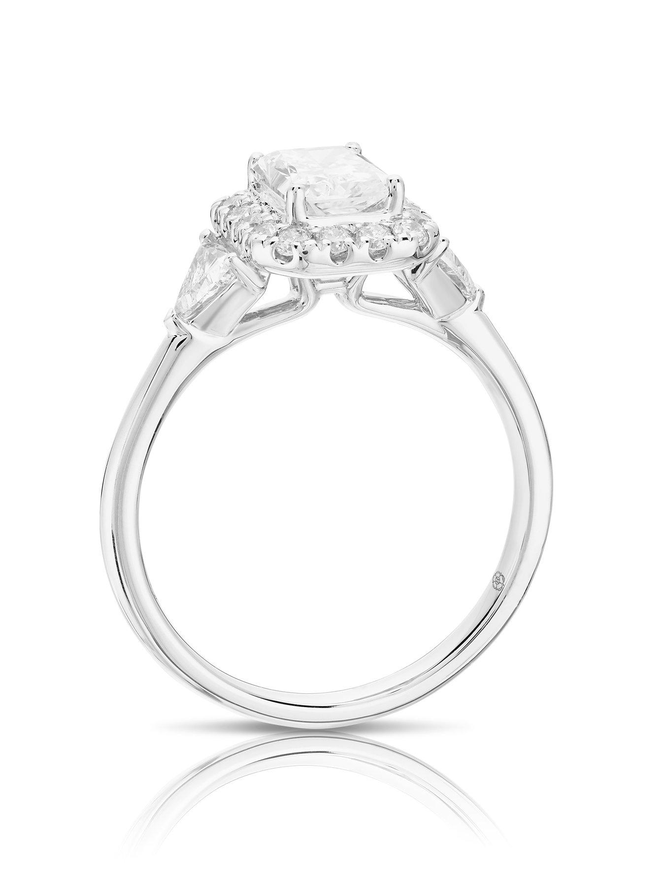 Image 3 of 6 of Harriet Platinum Radiant Halo Trilogy &amp; Trillion Set Shoulders 1.50Ct Lab Grown Diamond Ring