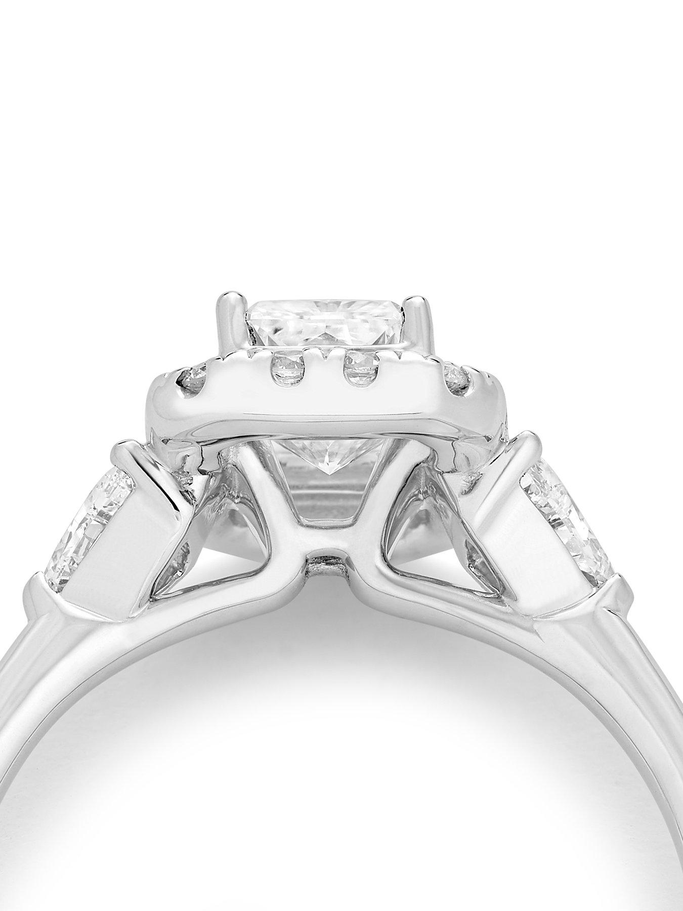 Image 4 of 6 of Harriet Platinum Radiant Halo Trilogy &amp; Trillion Set Shoulders 1.50Ct Lab Grown Diamond Ring