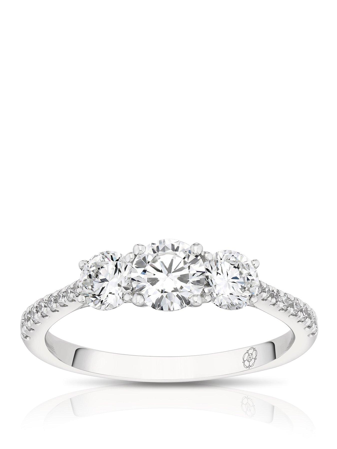 Harriet Platinum Round Trilogy Stone Set Shoulders 1ct Lab Grown Diamond Ring