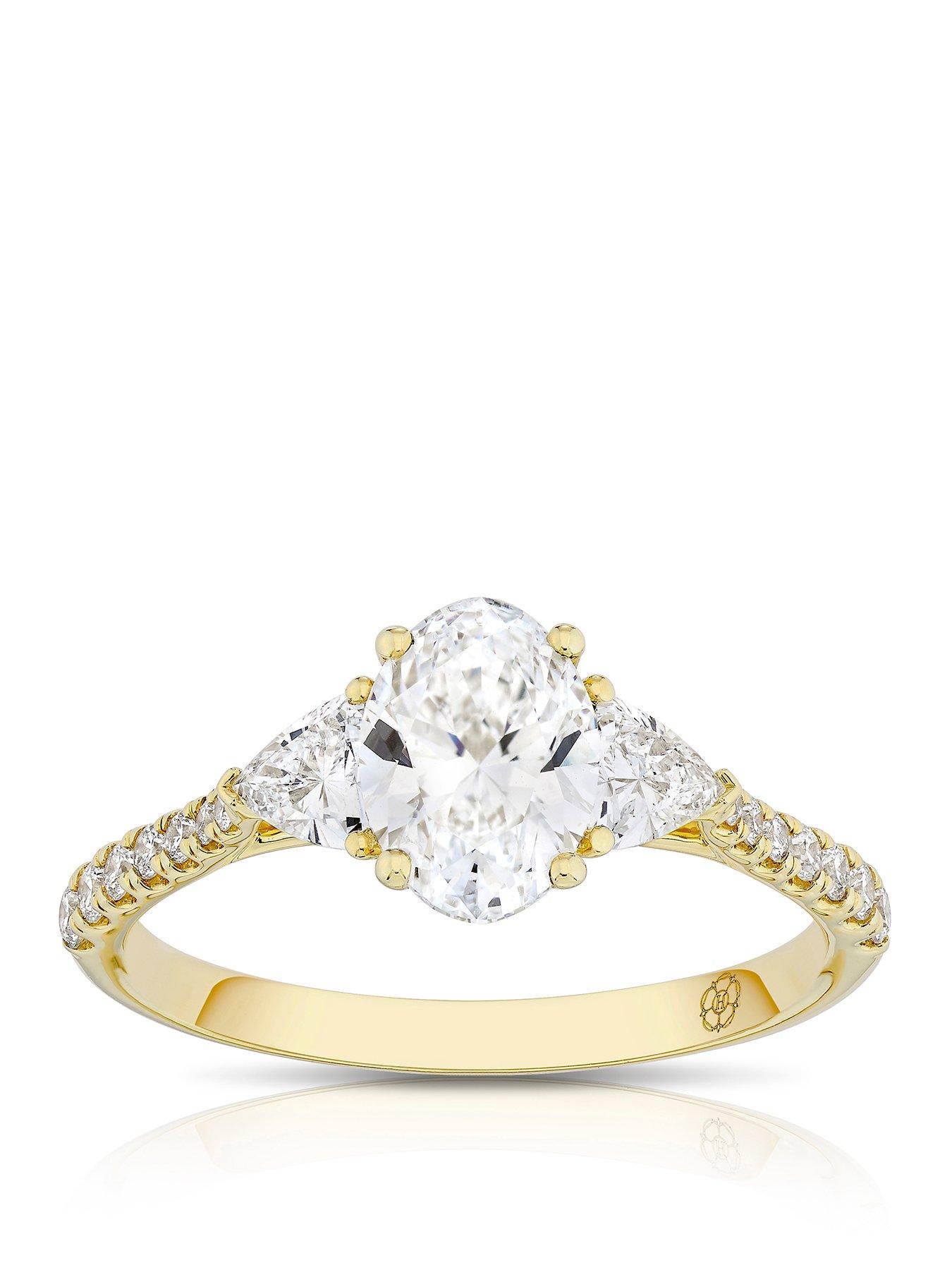 Harriet 14ct Yellow Gold Oval Trilogy Stone Set Shoulders 1.40ct Lab Grown Diamond Ring
