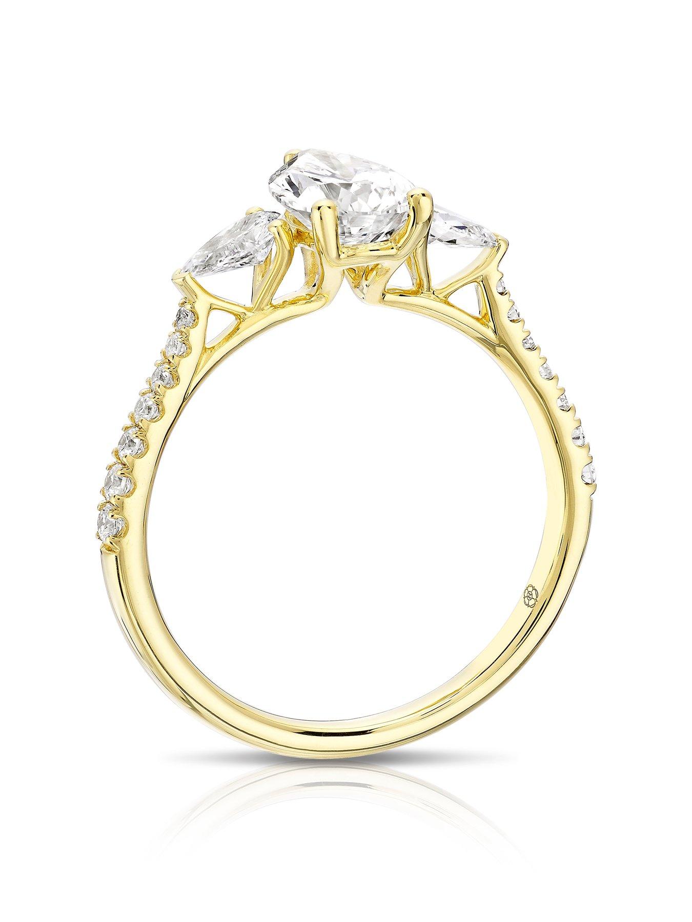 Image 3 of 7 of Harriet 14Ct Pear Trilogy Stone Set Shoulders 140Ct Lab Grown Diamond Ring - Gold