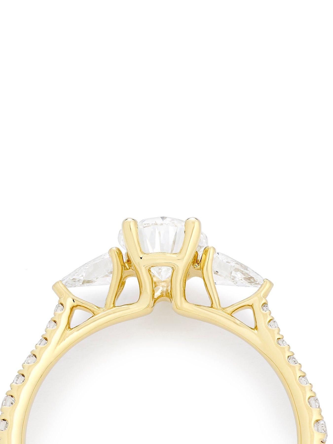 Image 4 of 7 of Harriet 14Ct Pear Trilogy Stone Set Shoulders 140Ct Lab Grown Diamond Ring - Gold