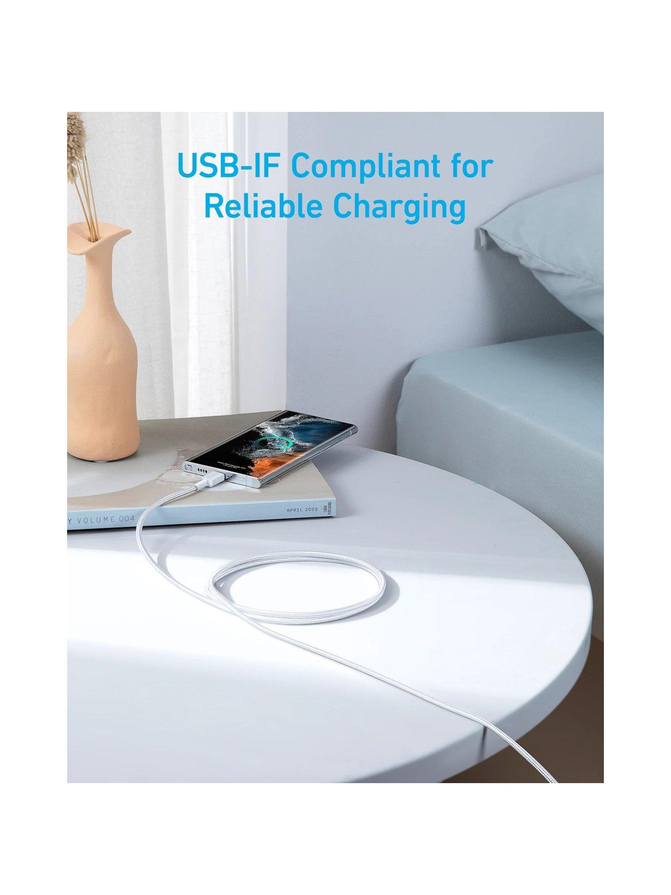 Image 4 of 5 of Anker USB-C to Lightning Braided Charging Cable 1.8M, White