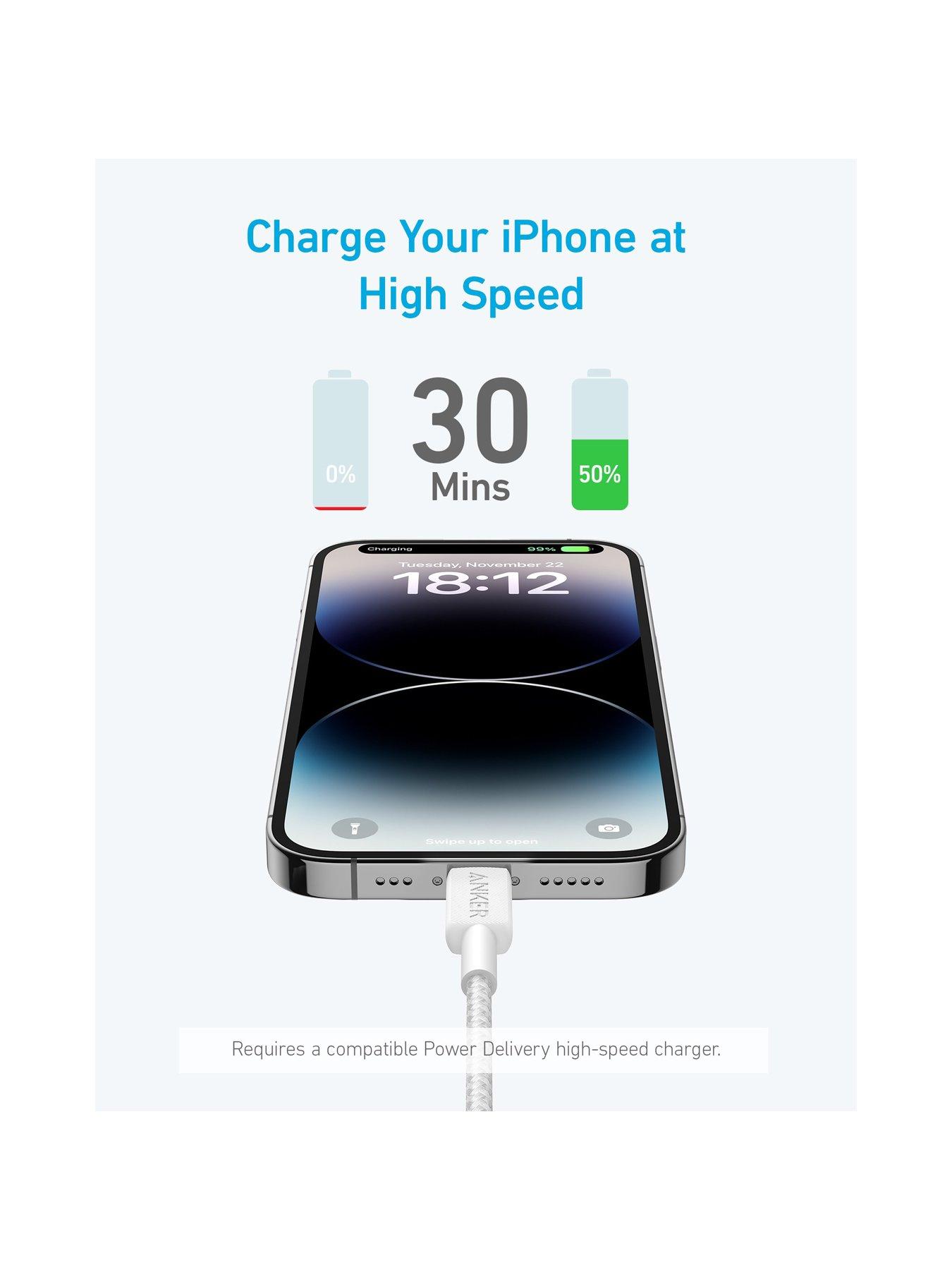 Image 3 of 6 of Anker USB-C to Lightning Braided Charging Cable 0.9M, White