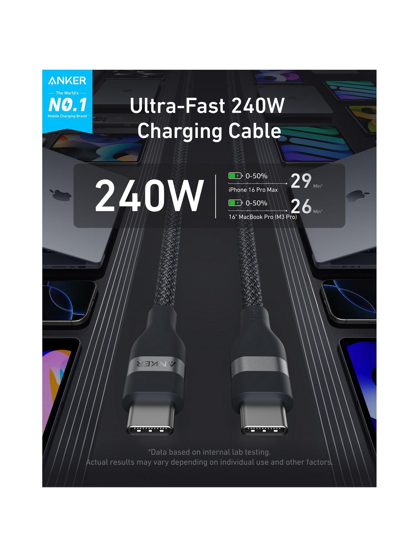 Image 3 of 7 of Anker USB-C to USB-C Braided Cable 0.9M, Super Fast 240W, Black