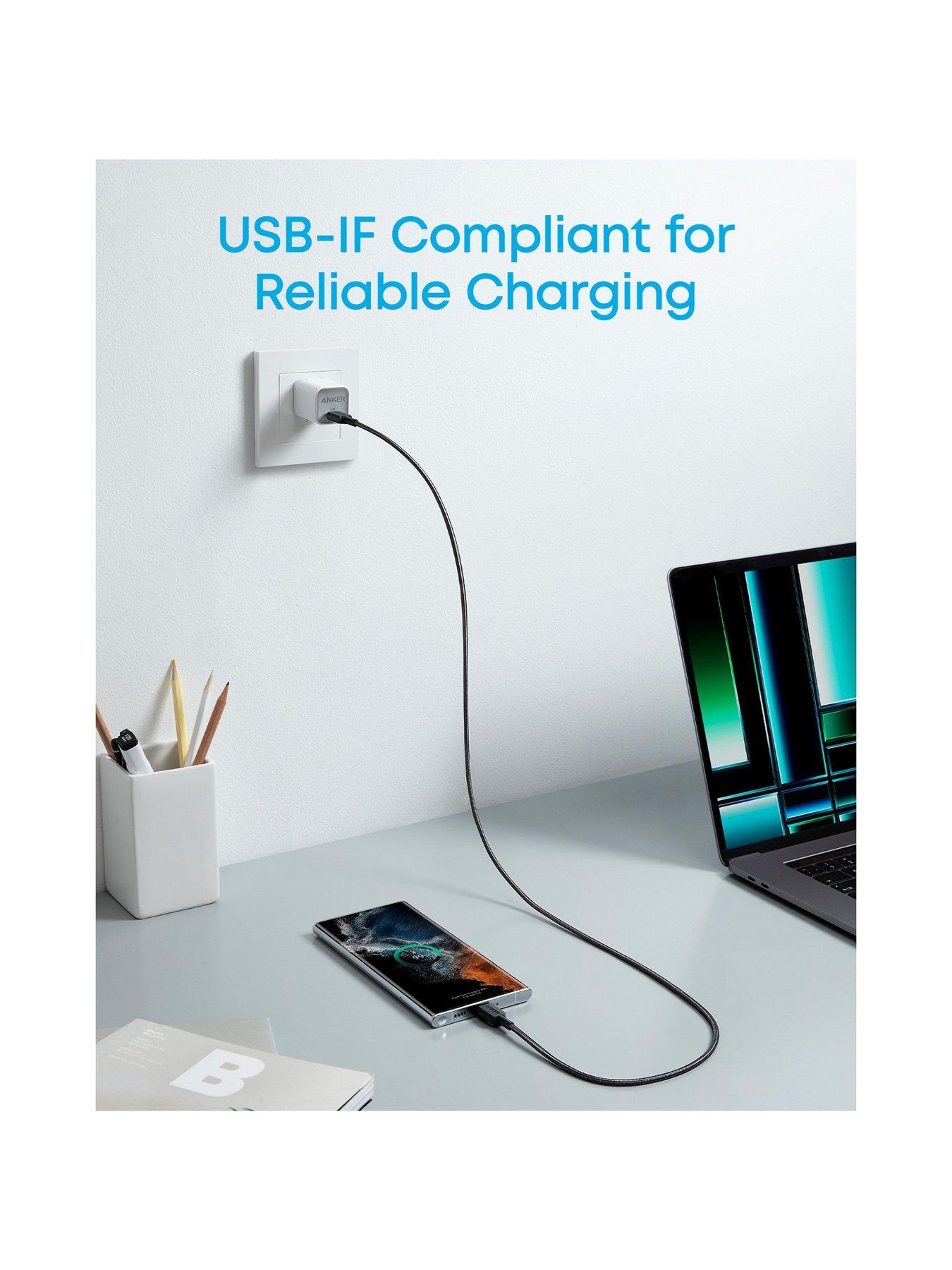 Image 5 of 7 of Anker 322 USB-C to USB-C Cable (3ft Braided) (H)Offline - UN (excluded CN, Europe) Black 1